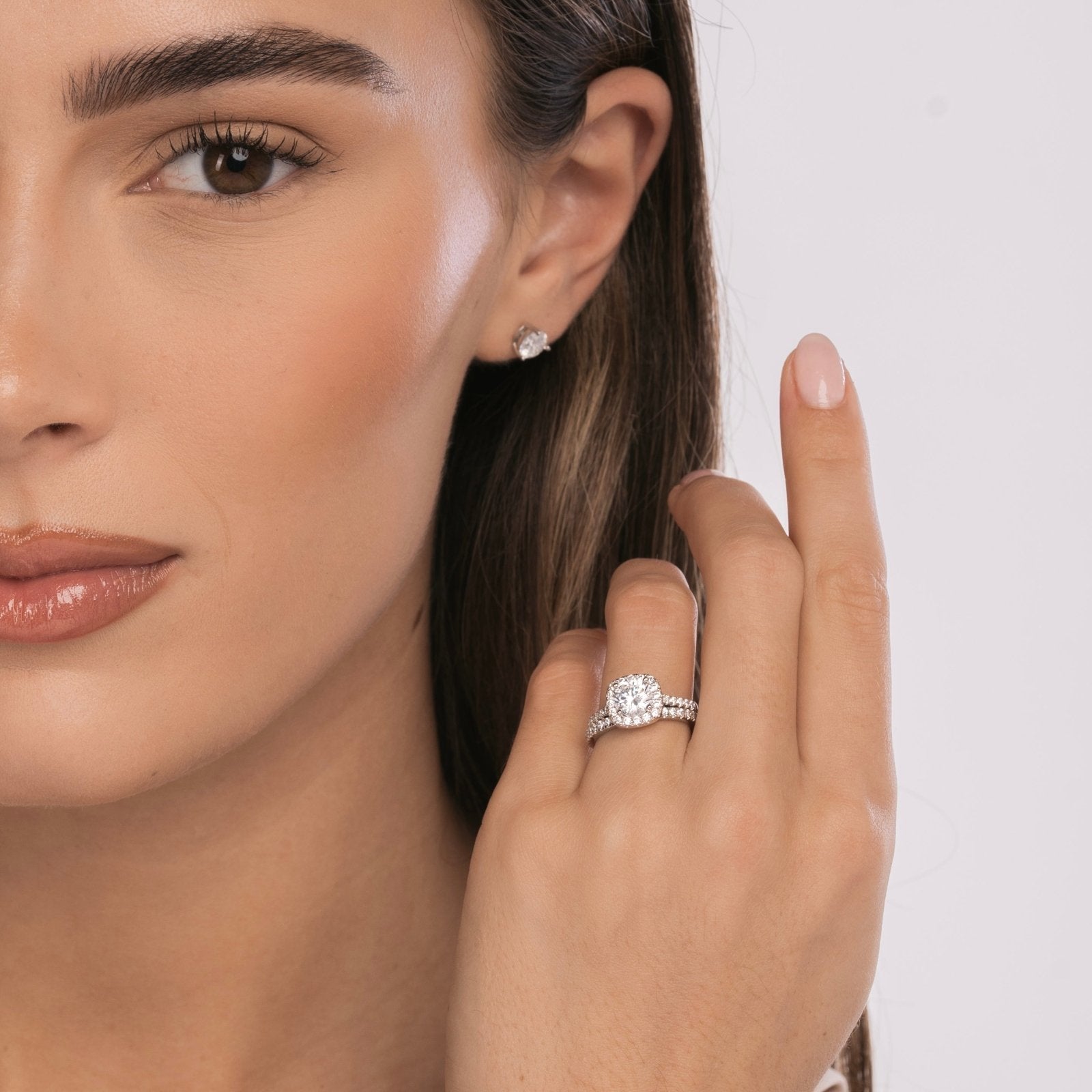 Sterling Silver Luxe Halo Wedding Set - Luxe Emporium x