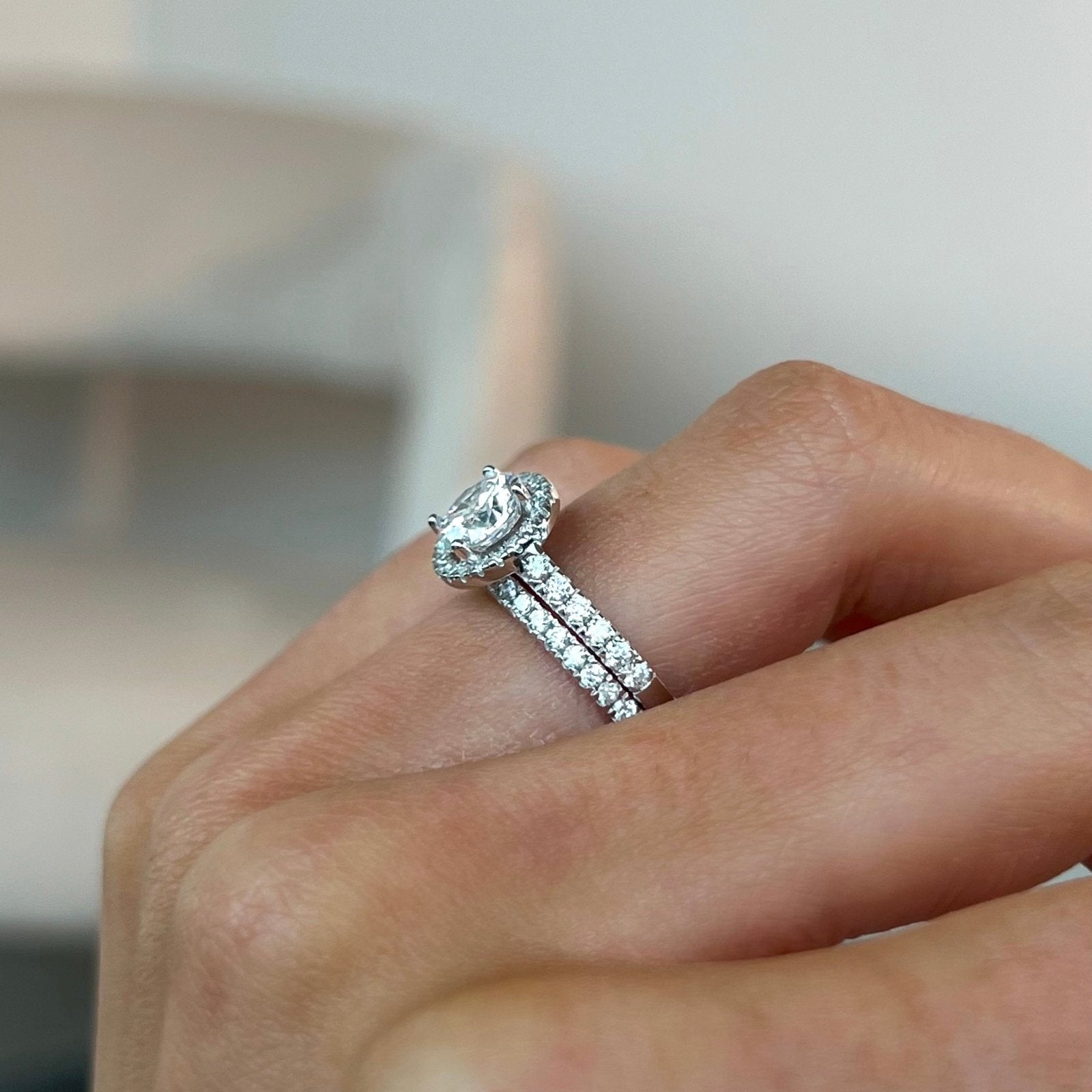 Sterling Silver Round Halo Wedding Set - Luxe Emporium x