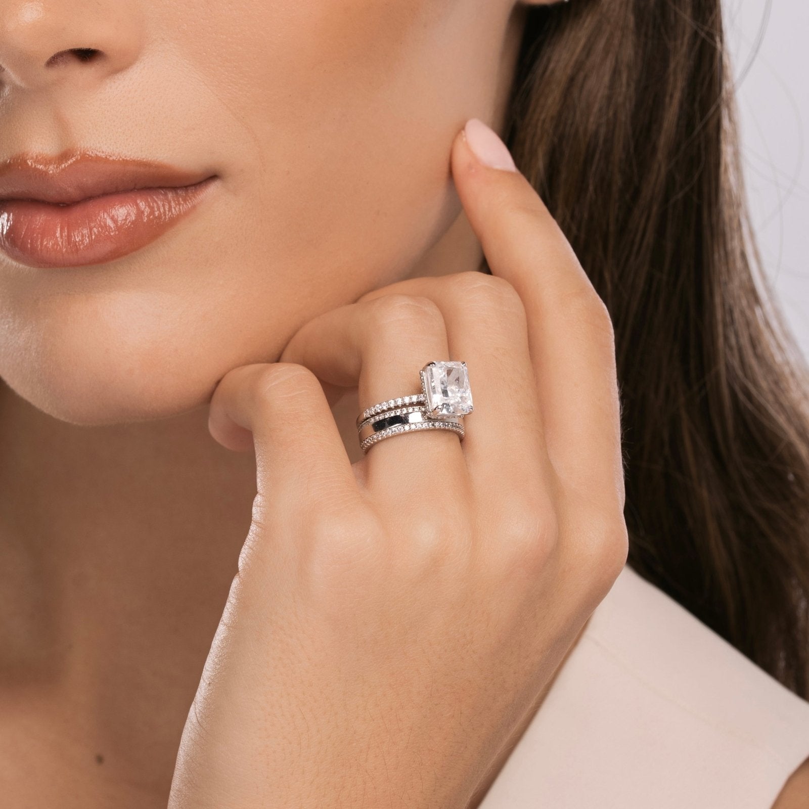 Sterling Silver Radiant Cut Jasmine Ring - Luxe Emporium x