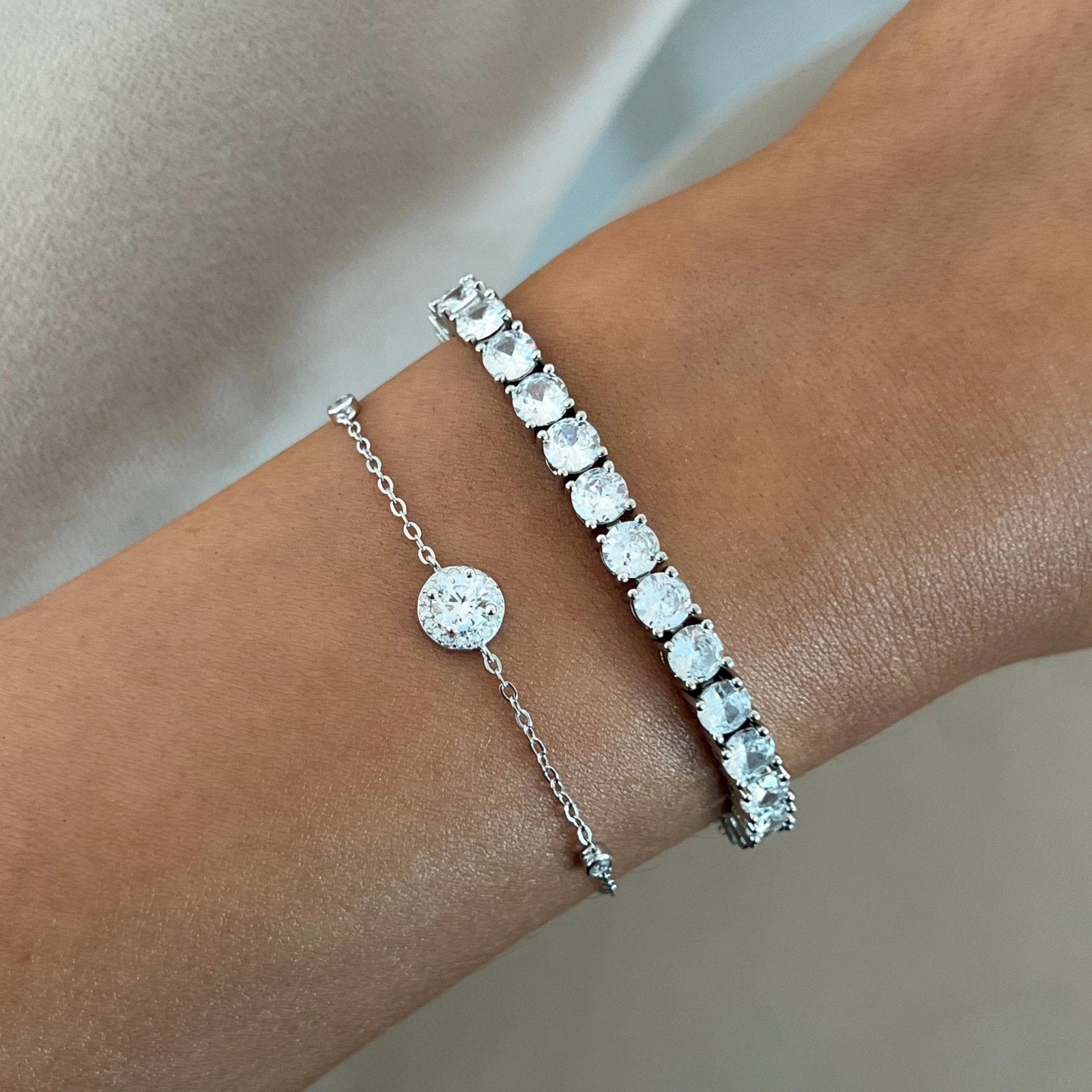 Sterling Silver Fine Halo Bracelet - Luxe Emporium x