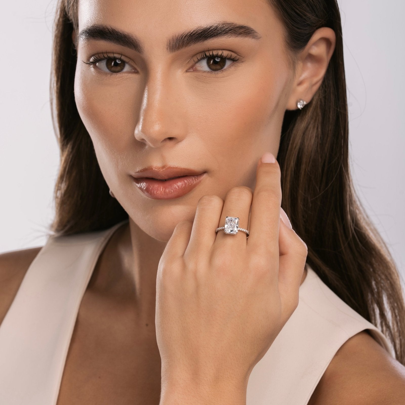 Sterling Silver Radiant Cut Jasmine Ring - Luxe Emporium x