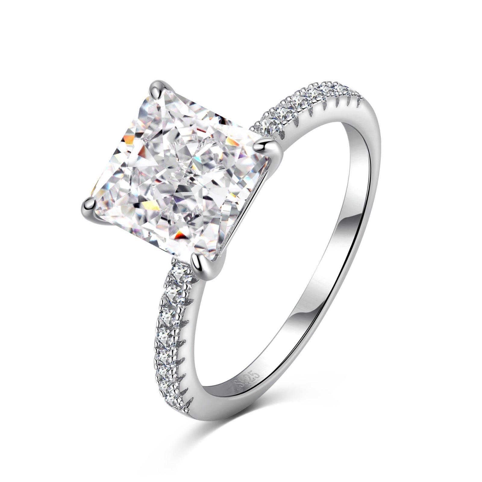 Sterling Silver Princess Cut Ring - Luxe Emporium x
