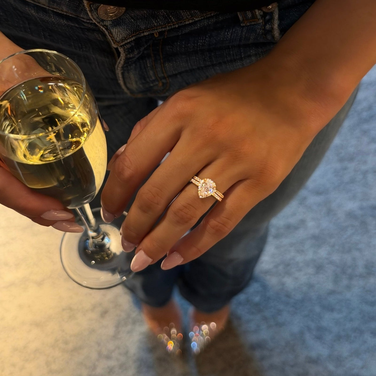 Gold Half Paved Selene Band Ring - Luxe Emporium x