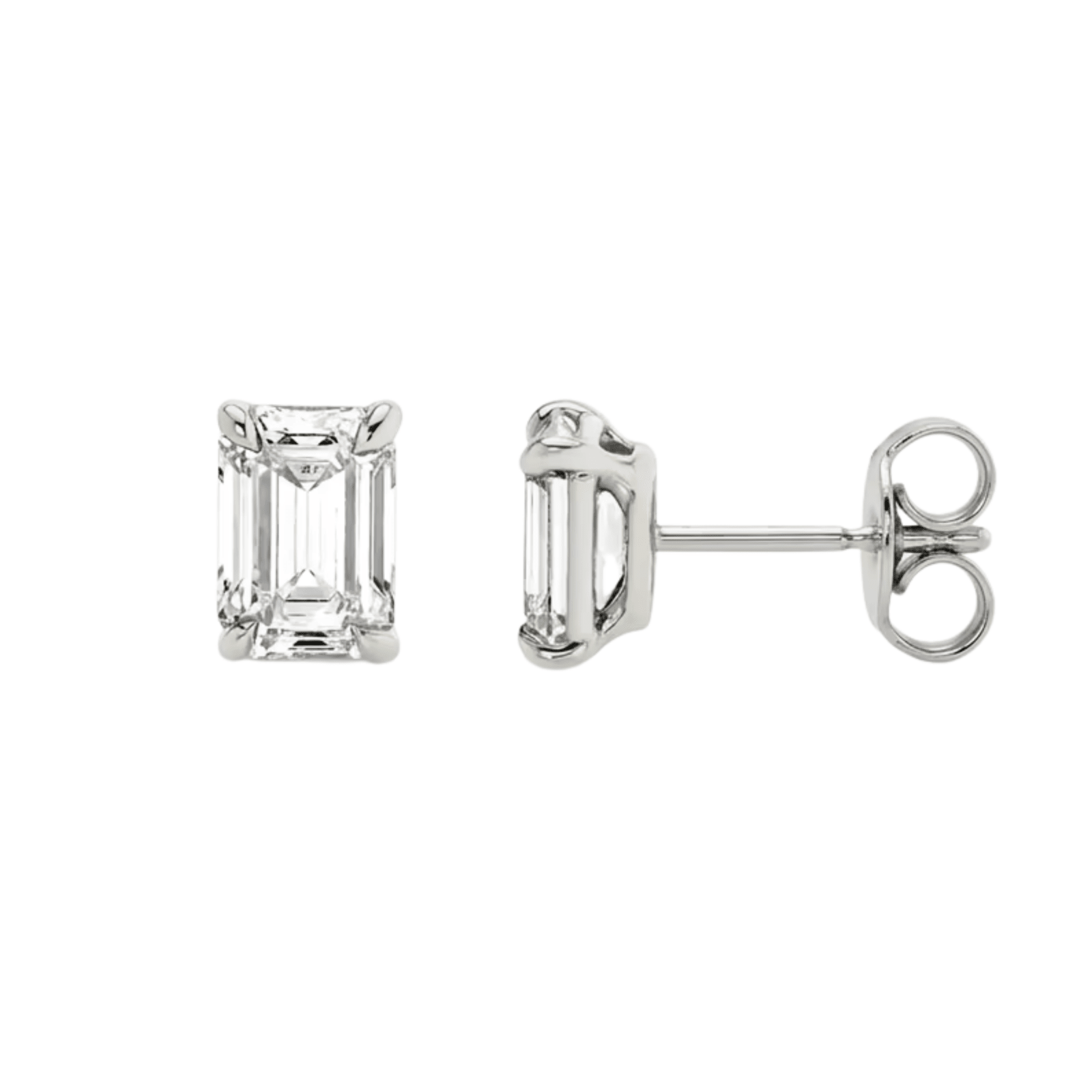 Sterling Silver Emerald Cut Bella Earrings - Luxe Emporium x