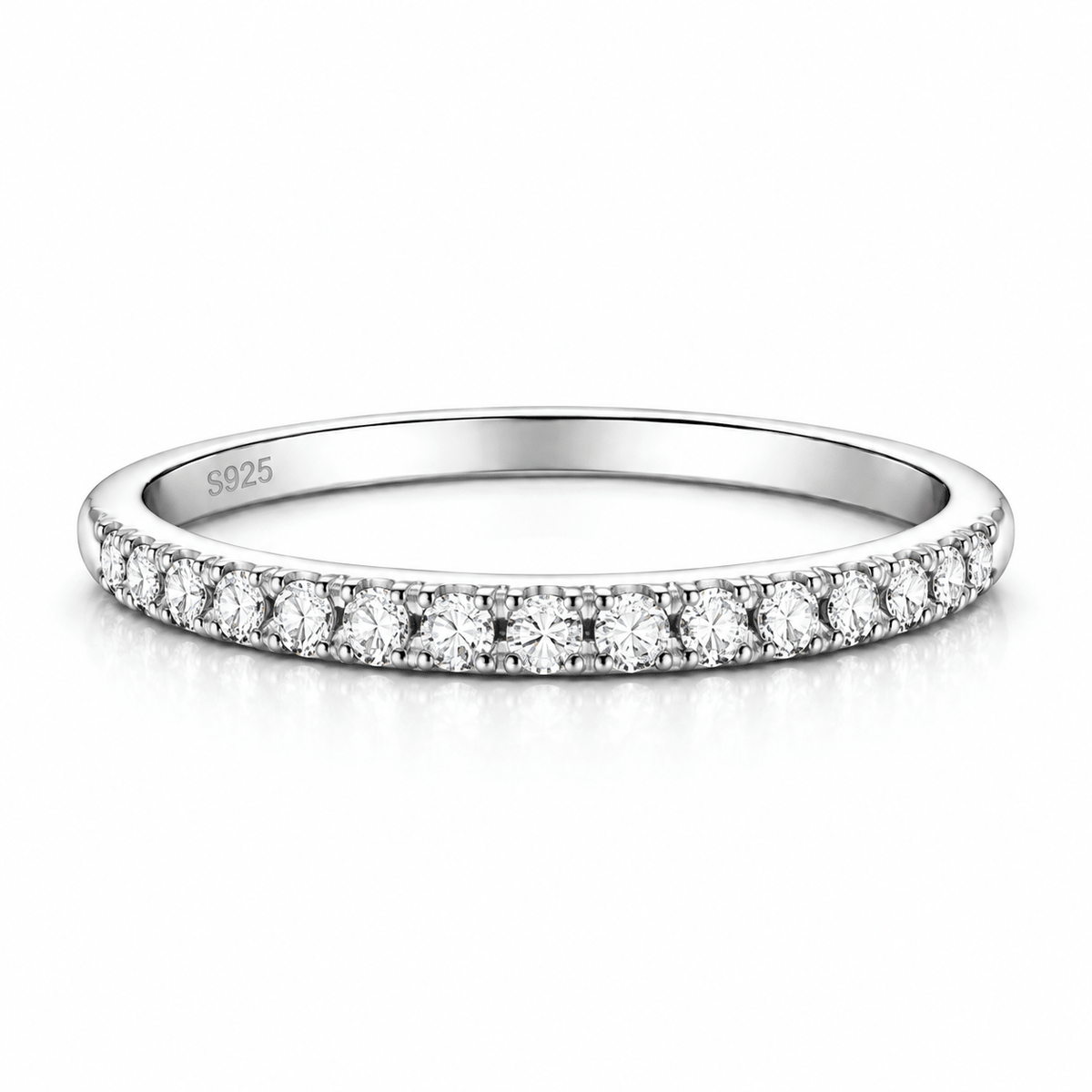 Sterling Silver Half Paved Selene Band Ring - Luxe Emporium x