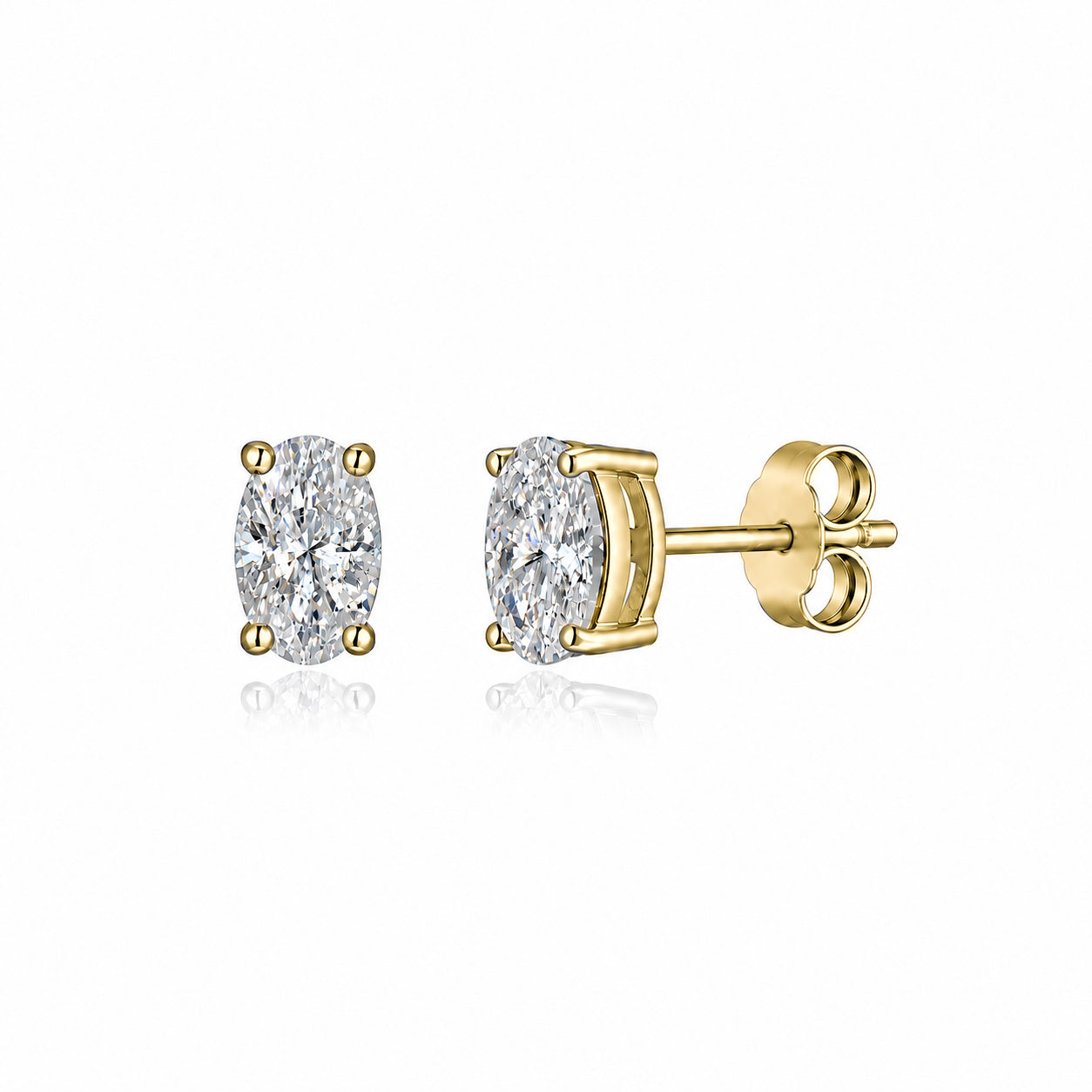 Gold Olivine Oval Stud Earrings