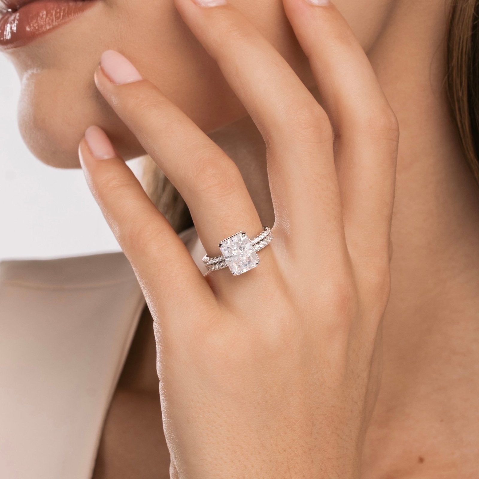 Sterling Silver Radiant Cut Jasmine Ring - Luxe Emporium x