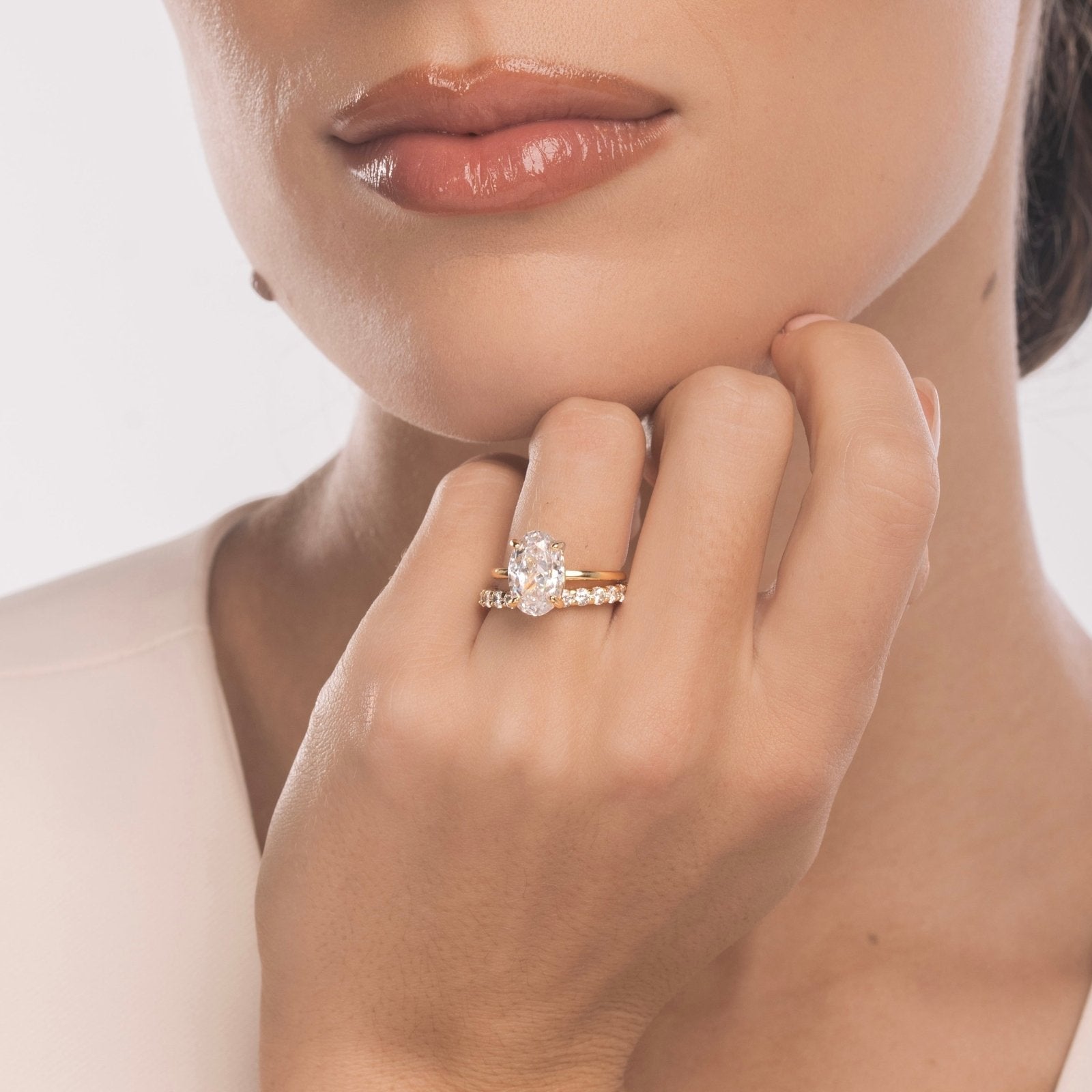 Gold Plain Band Solitaire Wedding Set - Luxe Emporium x