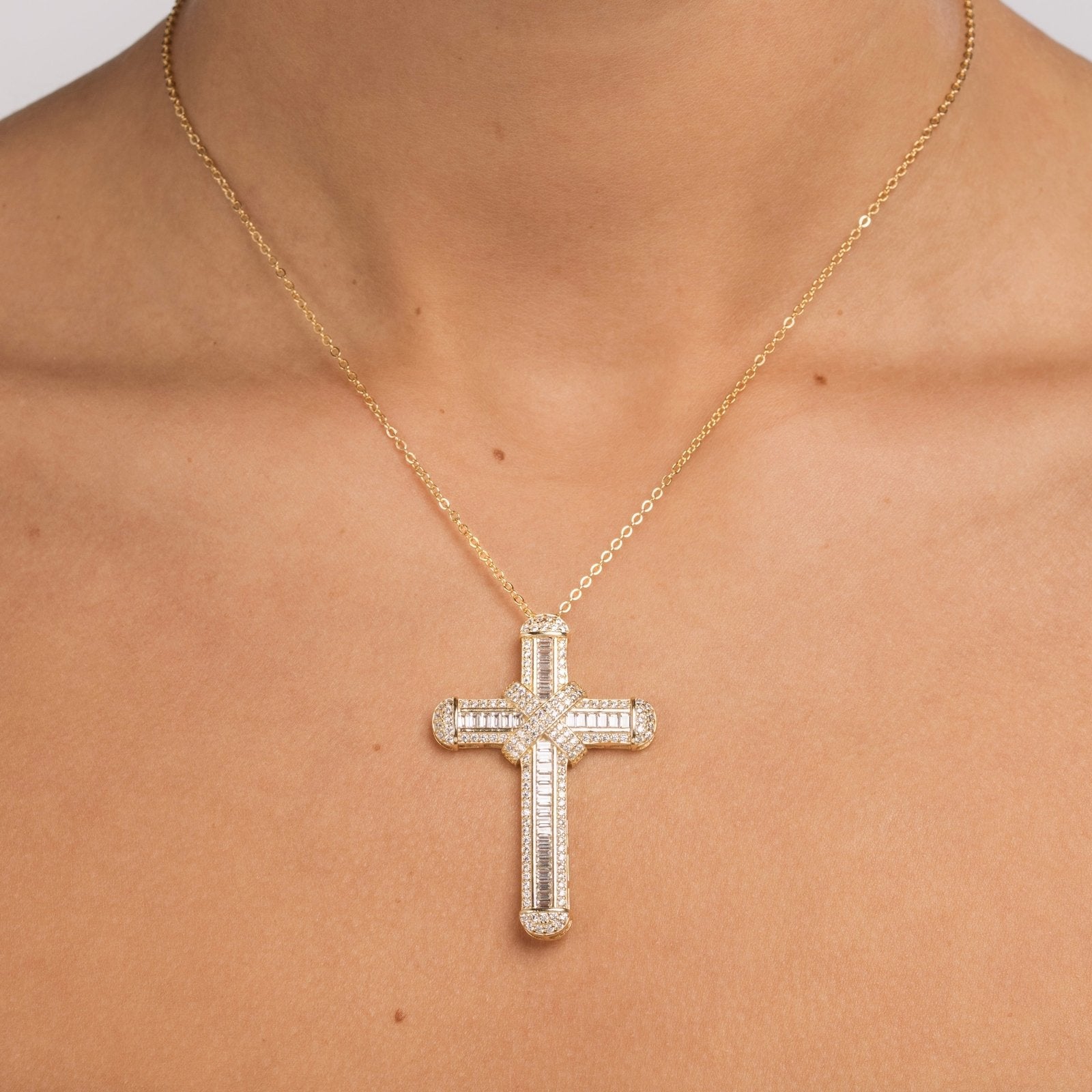 Gold Large Luxe Cross Necklace - Luxe Emporium x