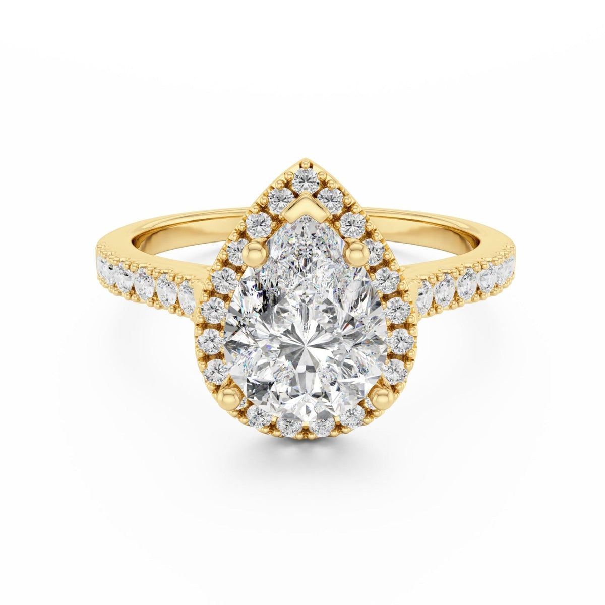 Gold Pear Halo Aurora Ring - Luxe Emporium x