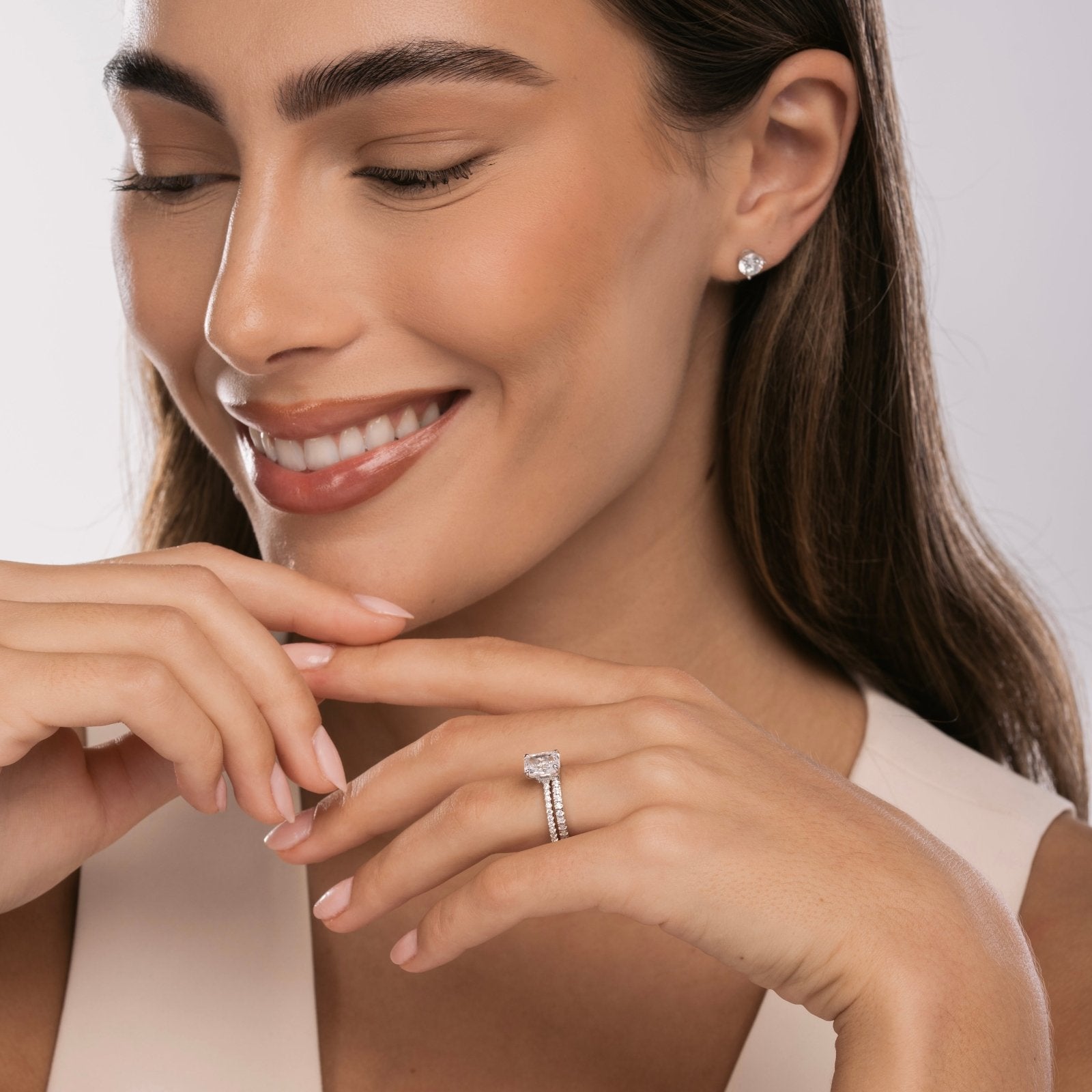 Sterling Silver Mini Jasmine Ring Wedding Set - Luxe Emporium x