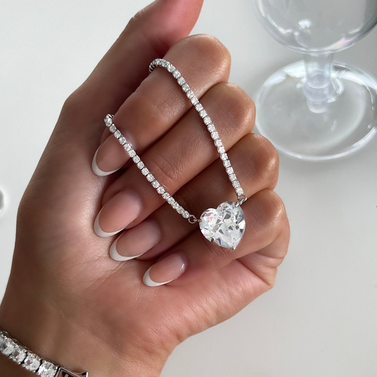 Sterling Silver Love Tennis Necklace - Luxe Emporium x