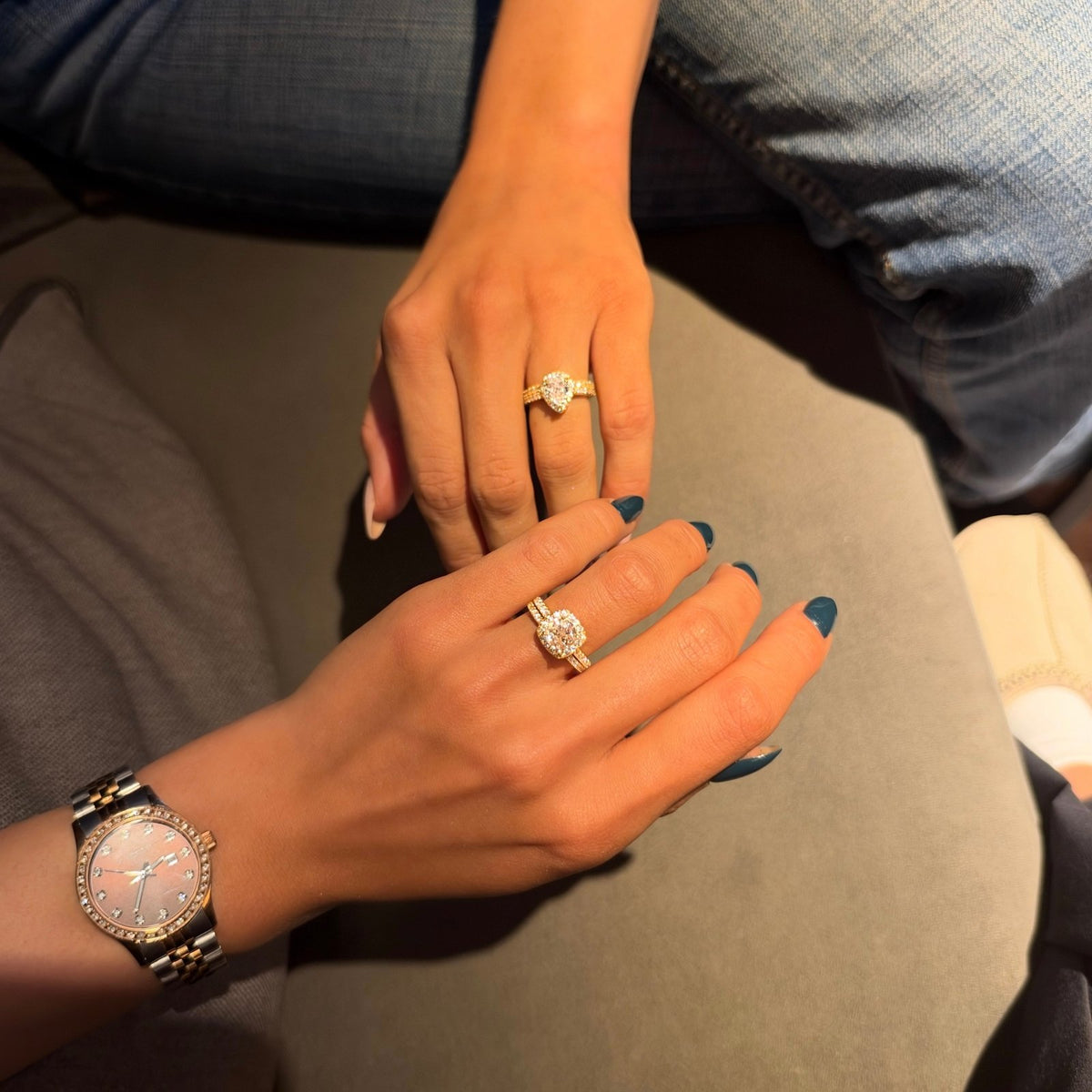 Gold Half Paved Selene Band Ring - Luxe Emporium x