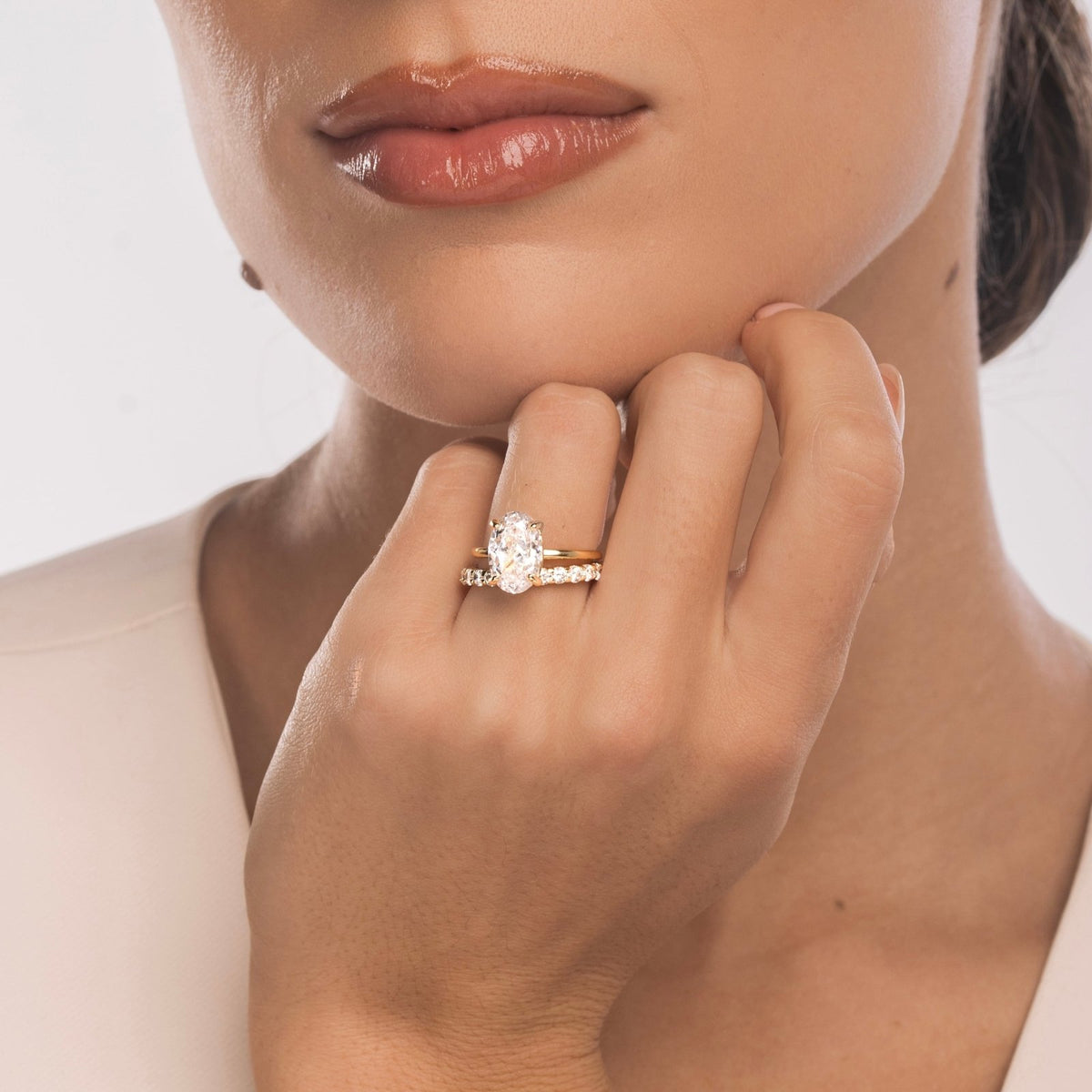 Gold Plain Band Solitaire Ring - Luxe Emporium x