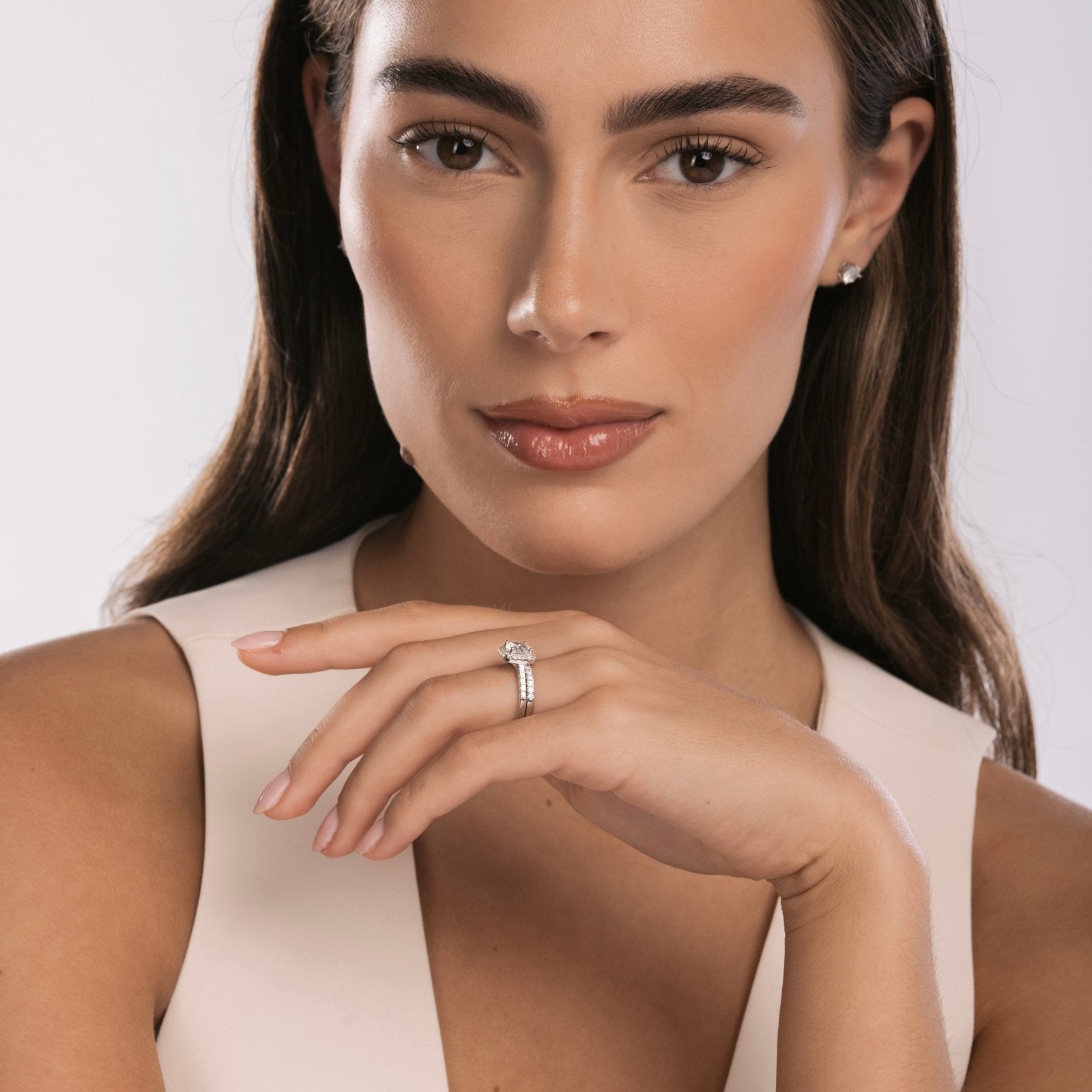 Sterling Silver Luxe Halo Wedding Set - Luxe Emporium x