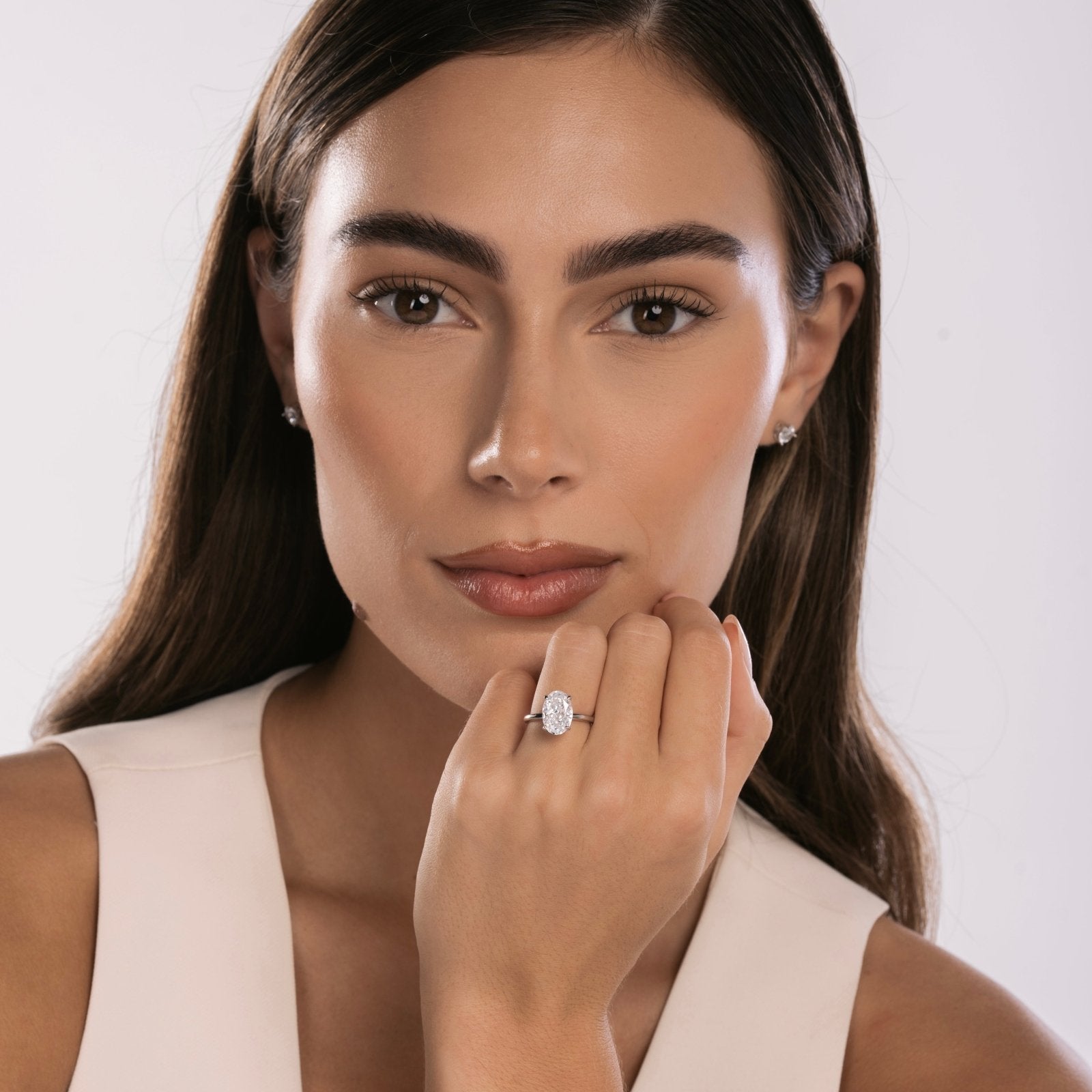 Sterling Silver Plain Band Solitaire Ring - Luxe Emporium x