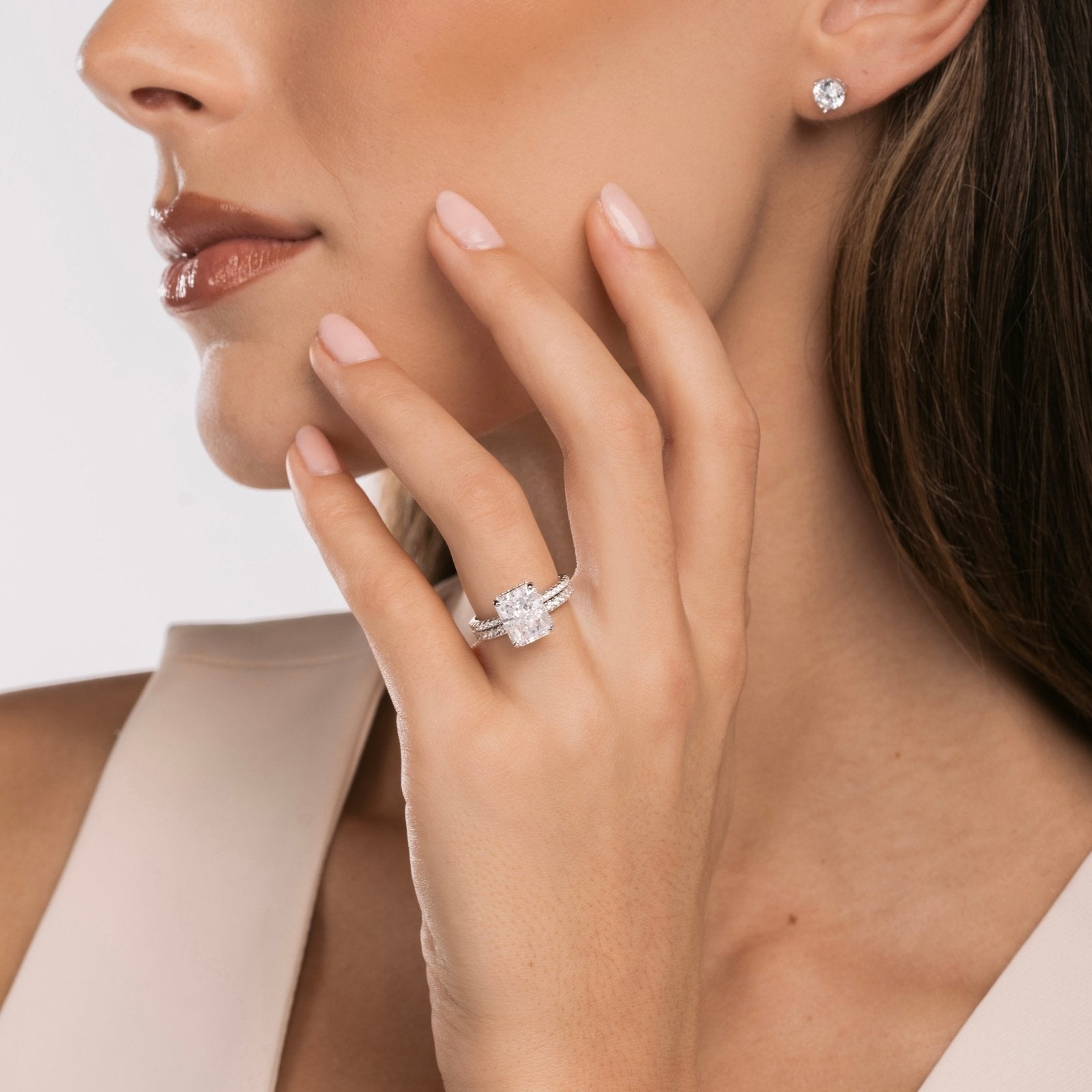 Sterling Silver Jasmine Wedding Ring Set - Luxe Emporium x