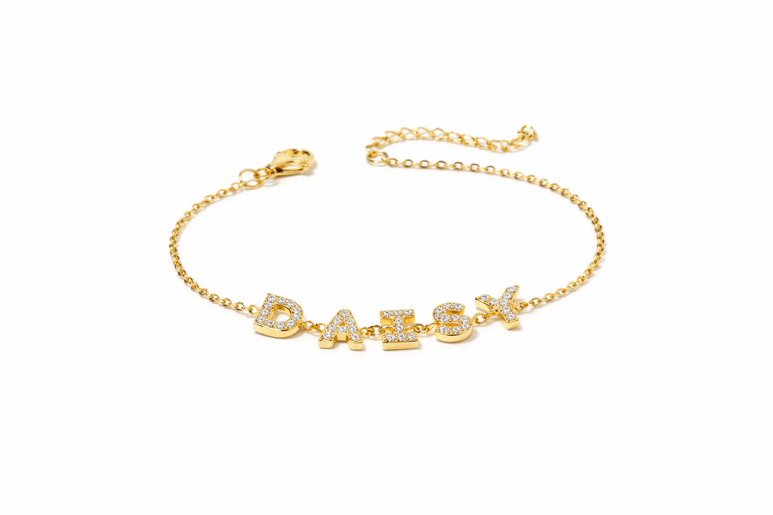 Gold Personalised Iced Name Bracelet - Luxe Emporium x