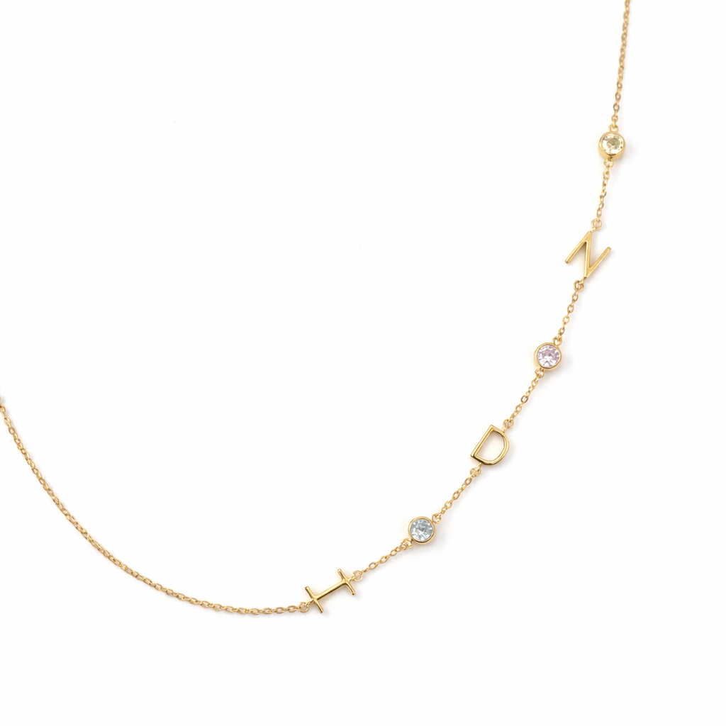 Gold Initial Birthstone Necklace - Luxe Emporium x