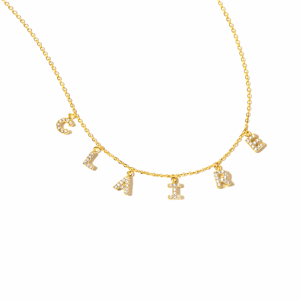 Gold Personalised Iced Name Necklace - Luxe Emporium x