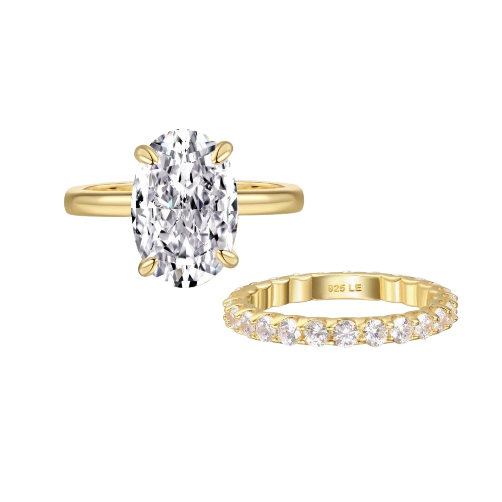 Gold Plain Band Solitaire x Aurelia Wedding Set - Luxe Emporium x
