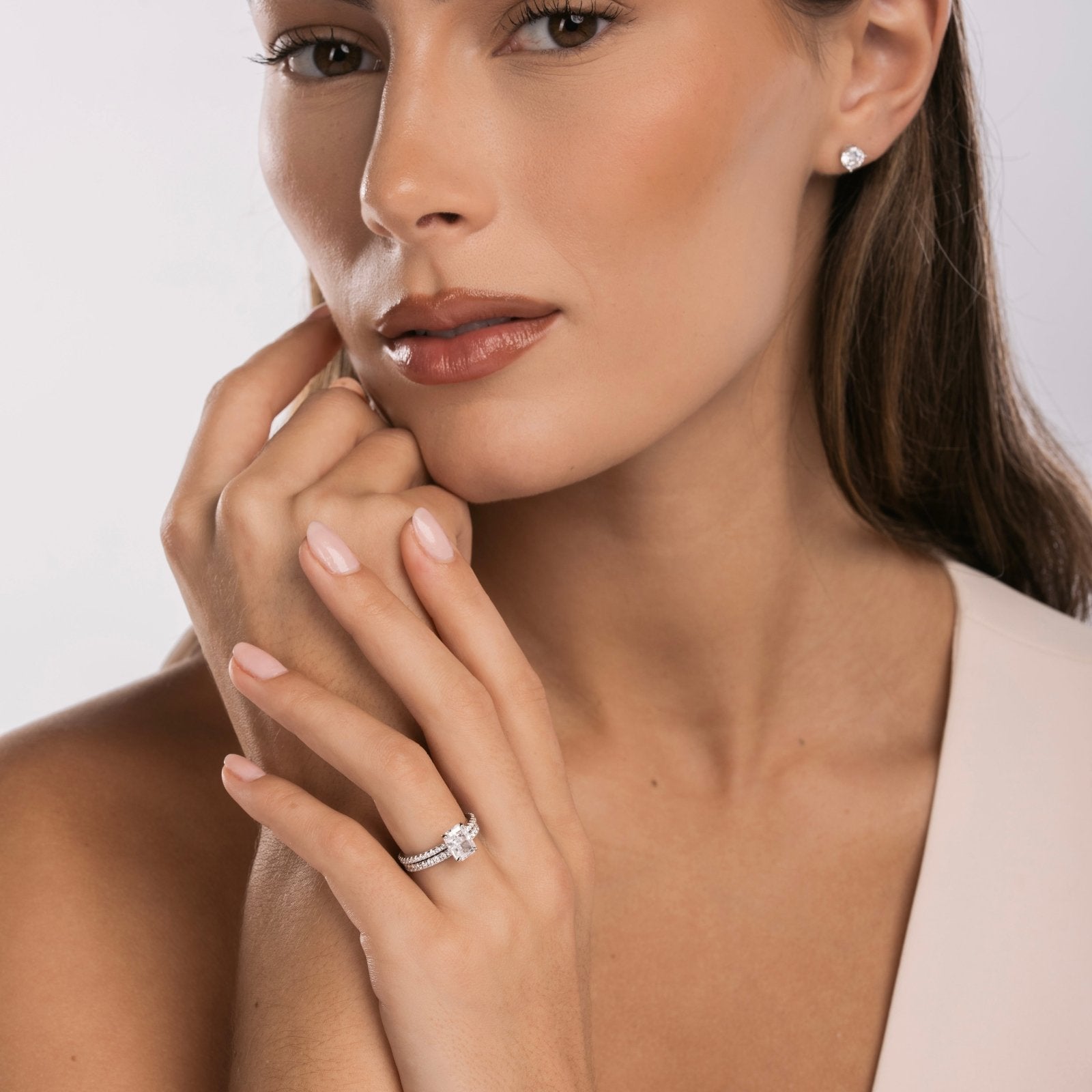 Sterling Silver Mini Jasmine Ring Wedding Set - Luxe Emporium x