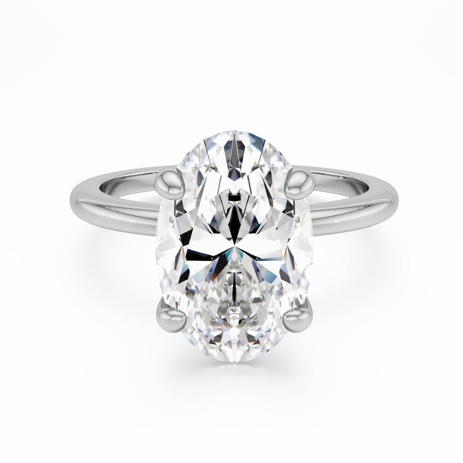 Sterling Silver Plain Band Solitaire Ring - Luxe Emporium x