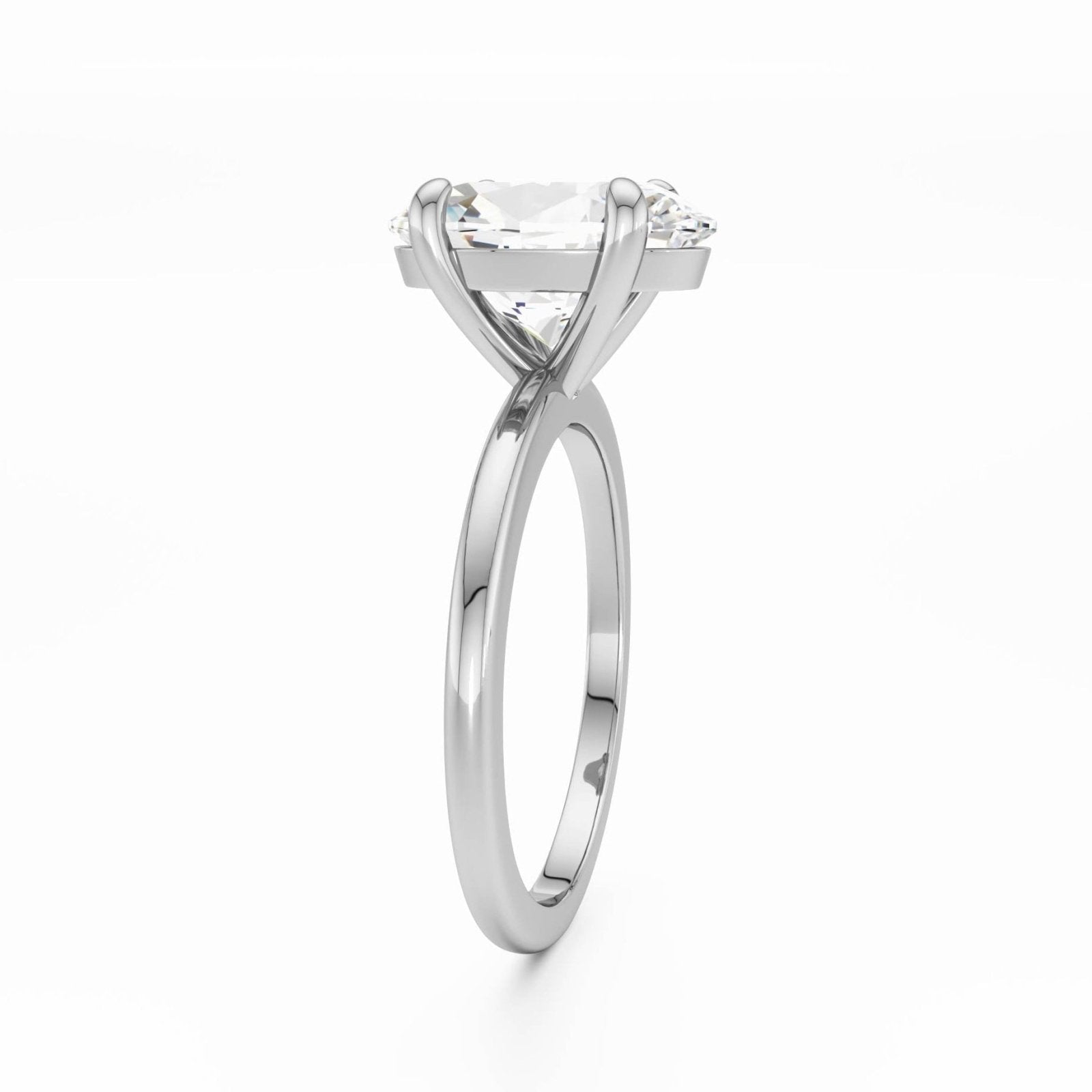 Sterling Silver Plain Band Solitaire Ring - Luxe Emporium x