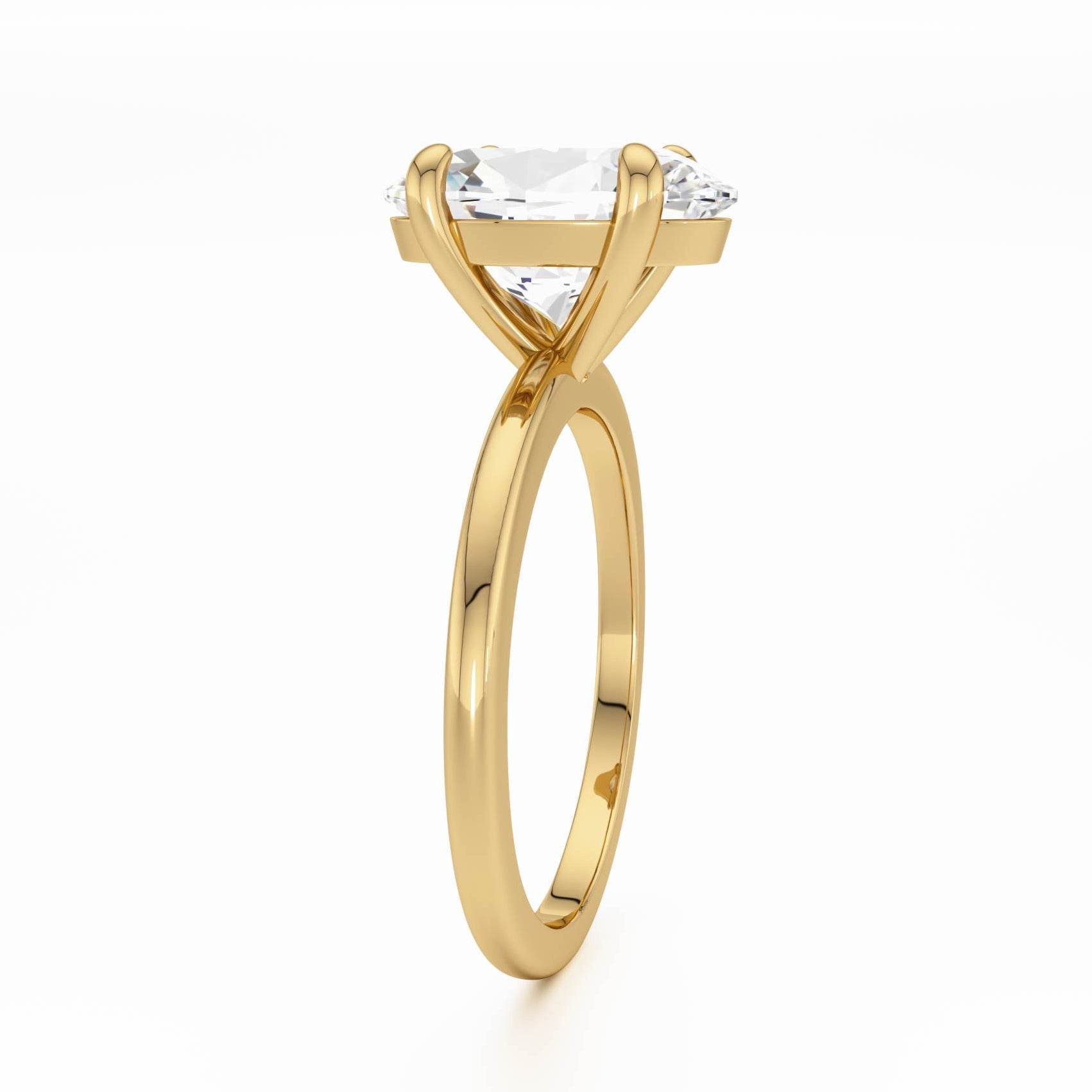 Gold Plain Band Solitaire Ring - Luxe Emporium x