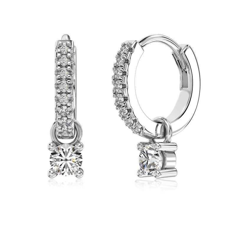Sterling Silver Iced Huggie Hoop Earrings