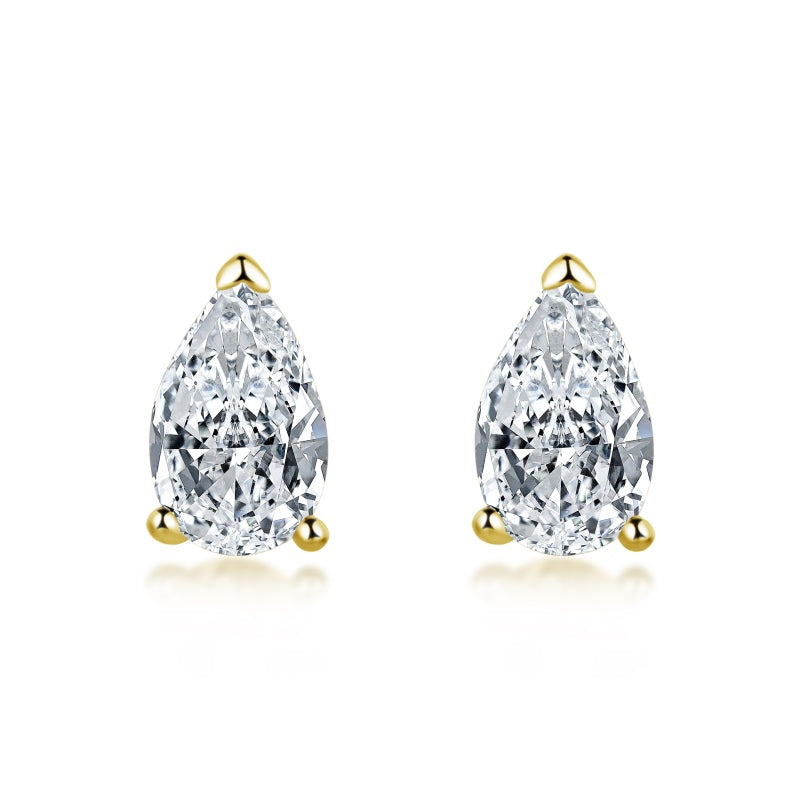 Gold Alessia Pear Stud Earrings