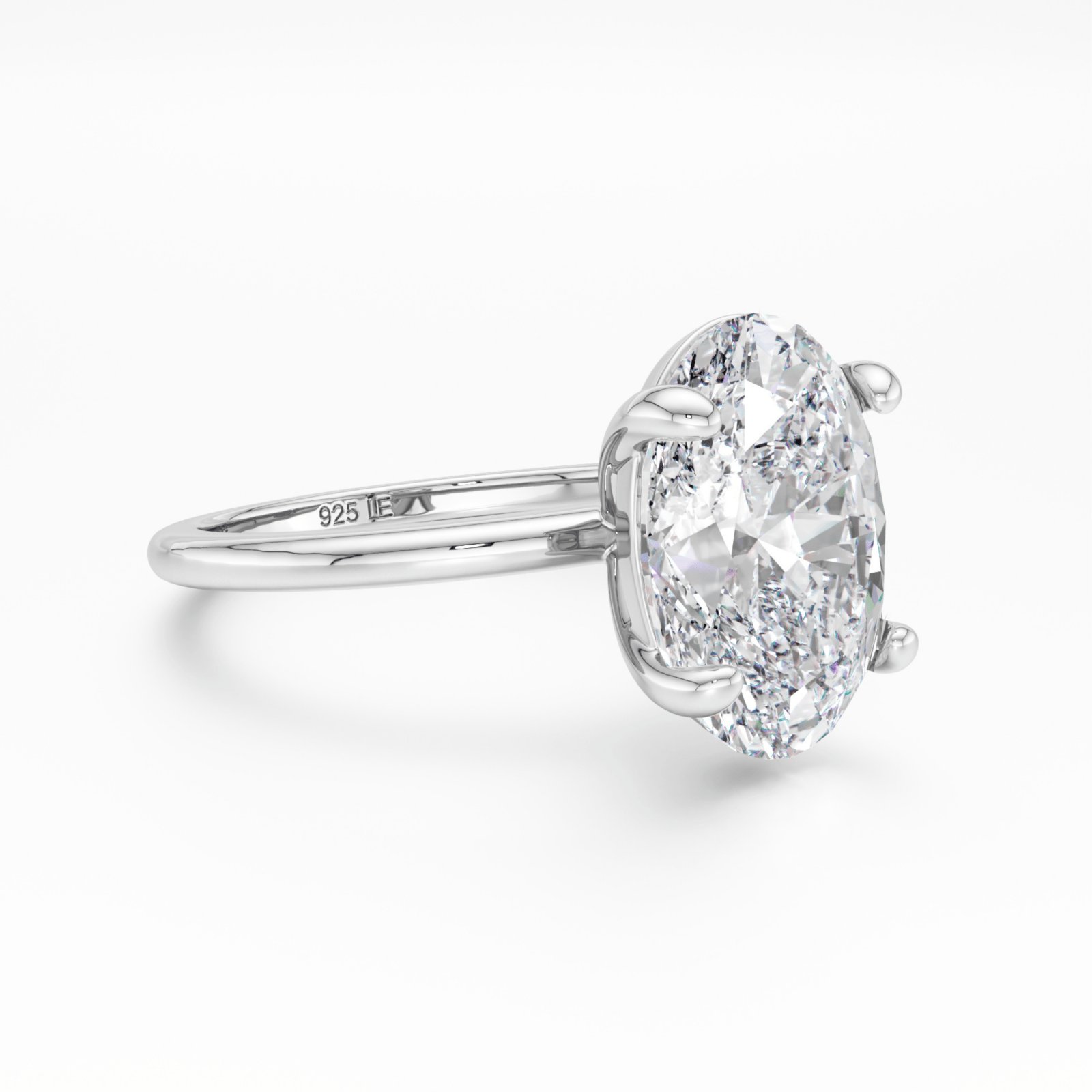 Sterling Silver Plain Band Solitaire Ring - Luxe Emporium x
