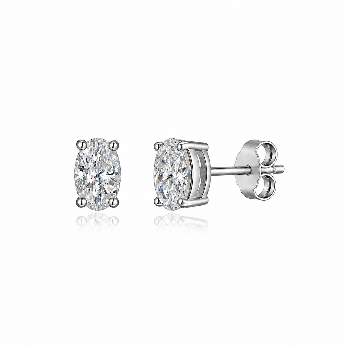 Sterling Silver Olivine Oval Stud Earrings