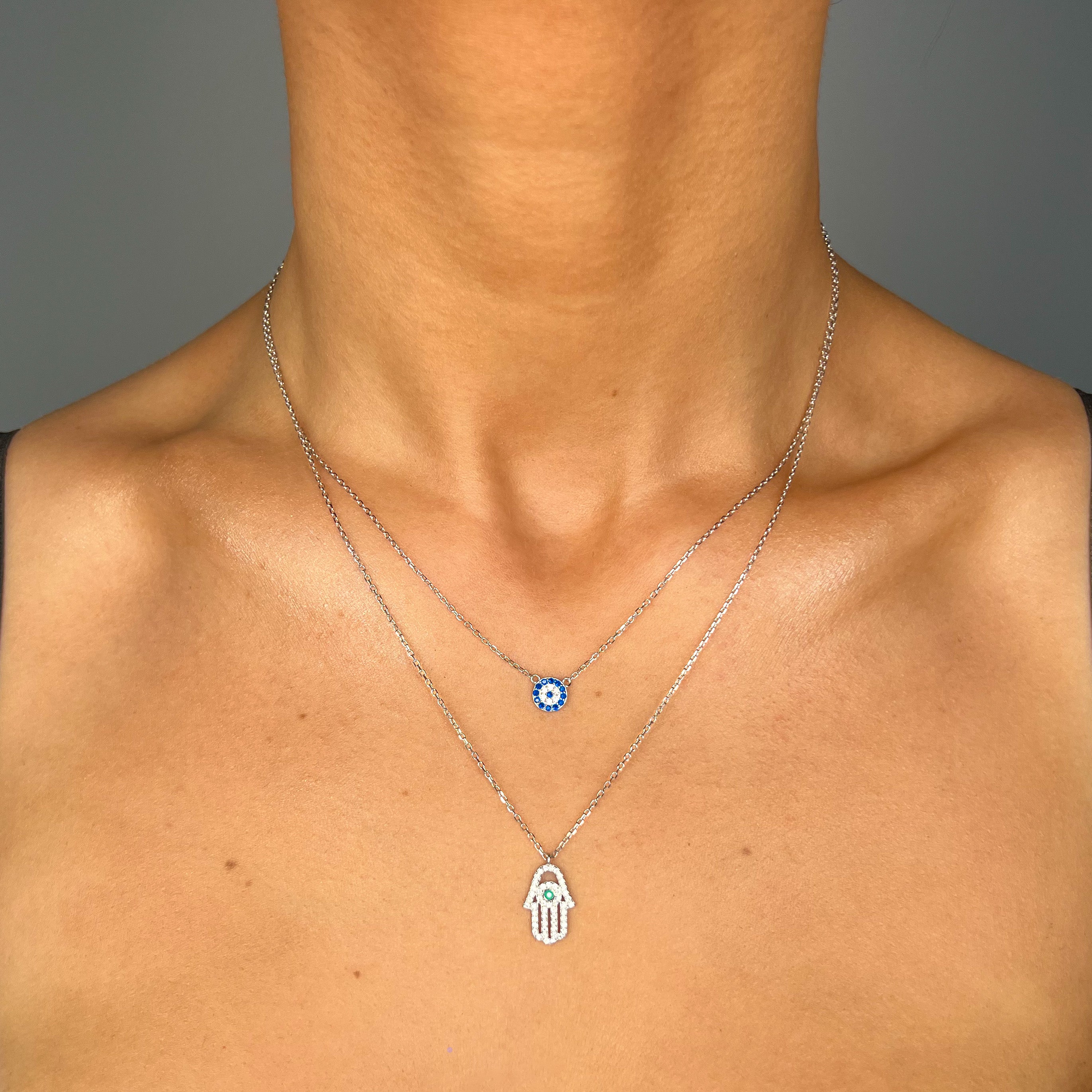 Sterling Silver Hamsa Hand Necklace