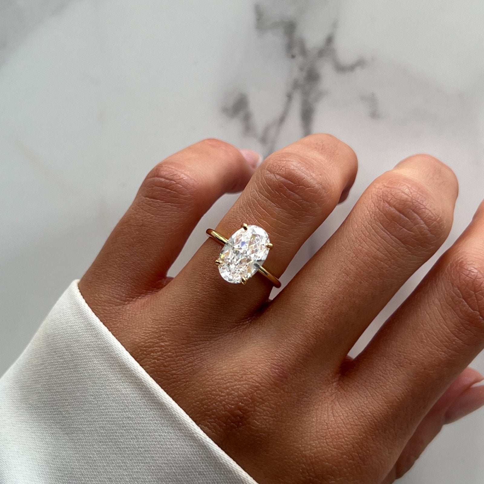 Gold Plain Band Solitaire Ring - Luxe Emporium x