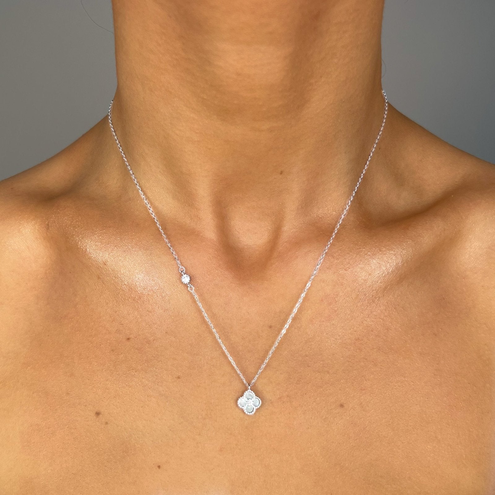 Sterling Silver White Clover Necklace - Luxe Emporium x