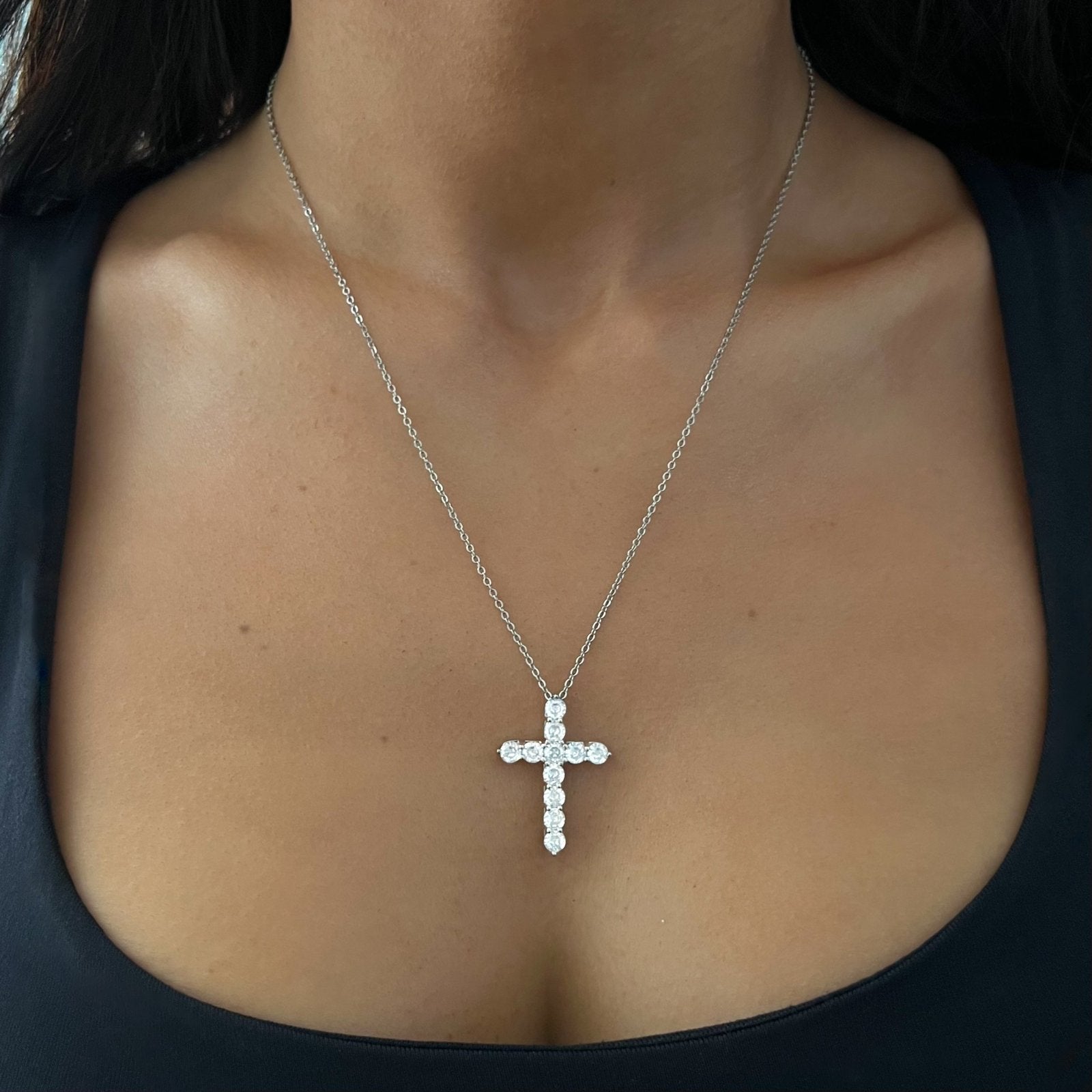 Sterling Silver Mini Cross Pendant Necklace - Luxe Emporium x