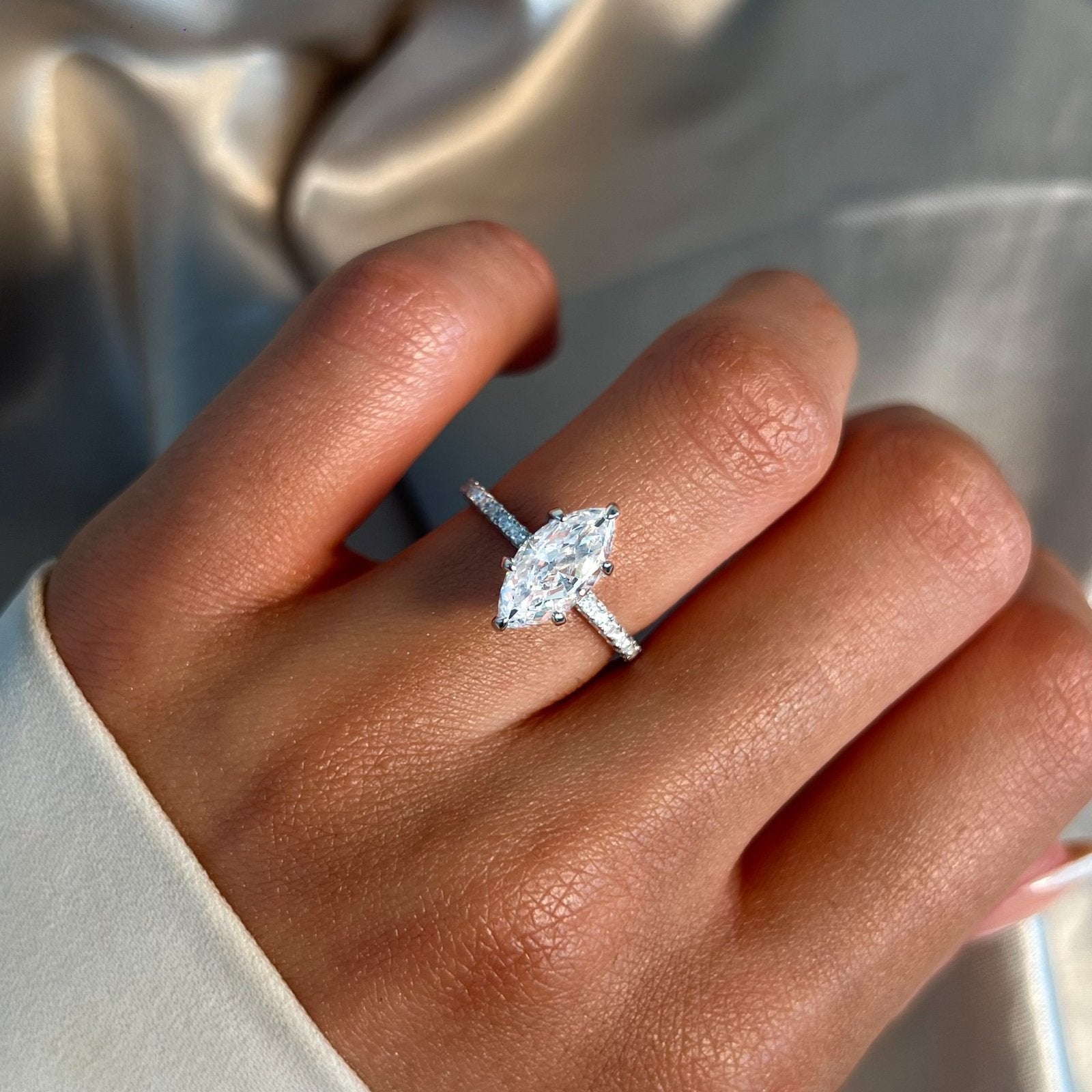 Sterling Silver Marquise Ring - Luxe Emporium x