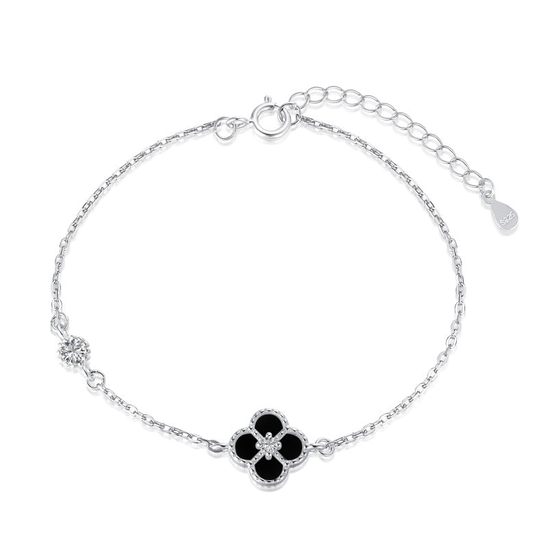 Sterling Silver Black Clover Bracelet - Luxe Emporium x