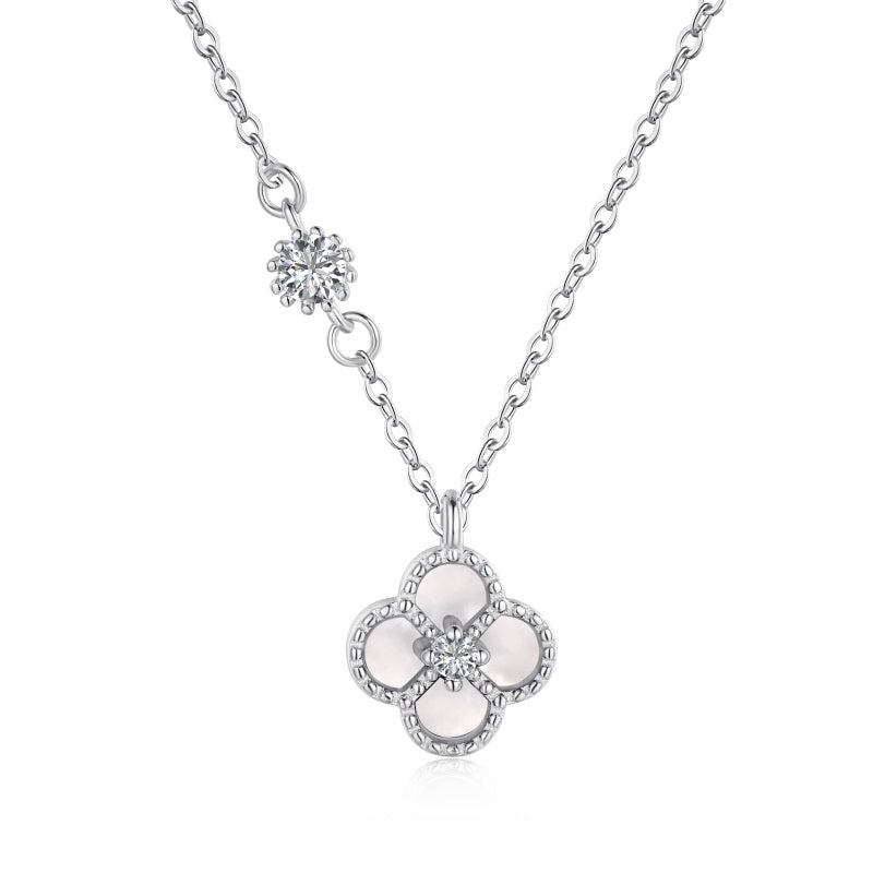 Sterling Silver White Clover Necklace - Luxe Emporium x