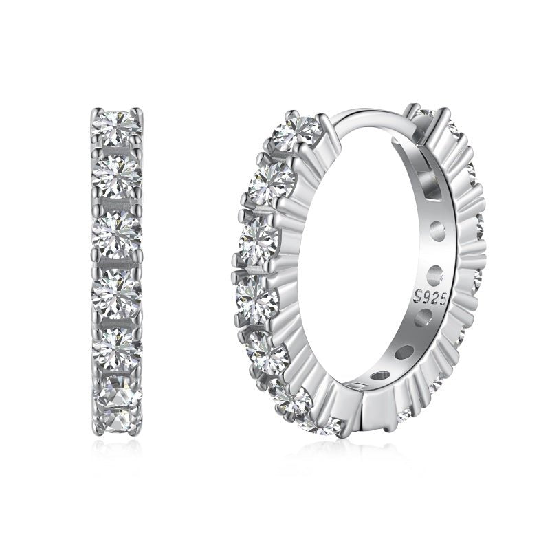 Sterling Silver Iced Huggie Earrings - Luxe Emporium x