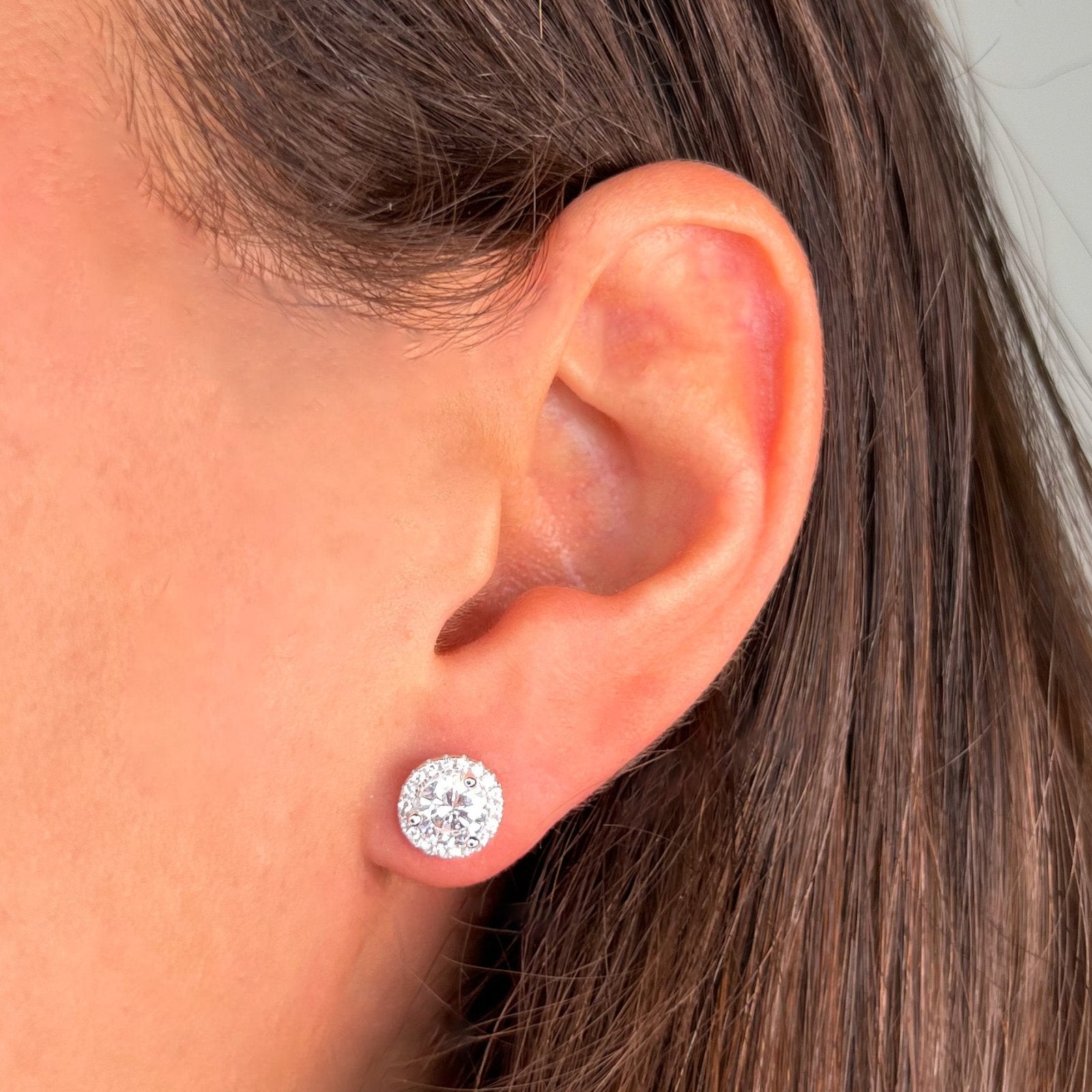 Sterling Silver Mini Round Halo Earrings - Luxe Emporium x