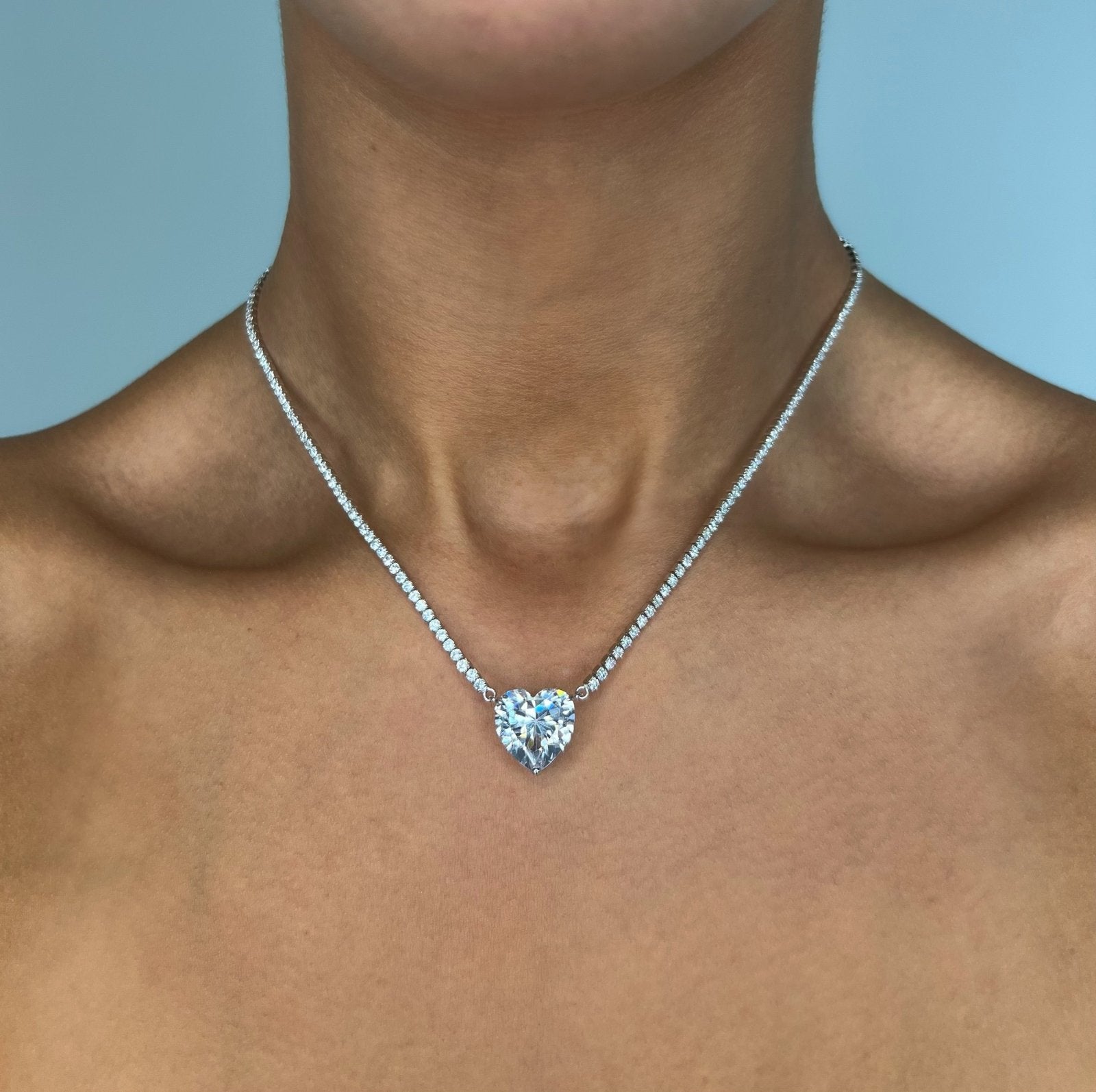 Sterling Silver Love Tennis Necklace - Luxe Emporium x