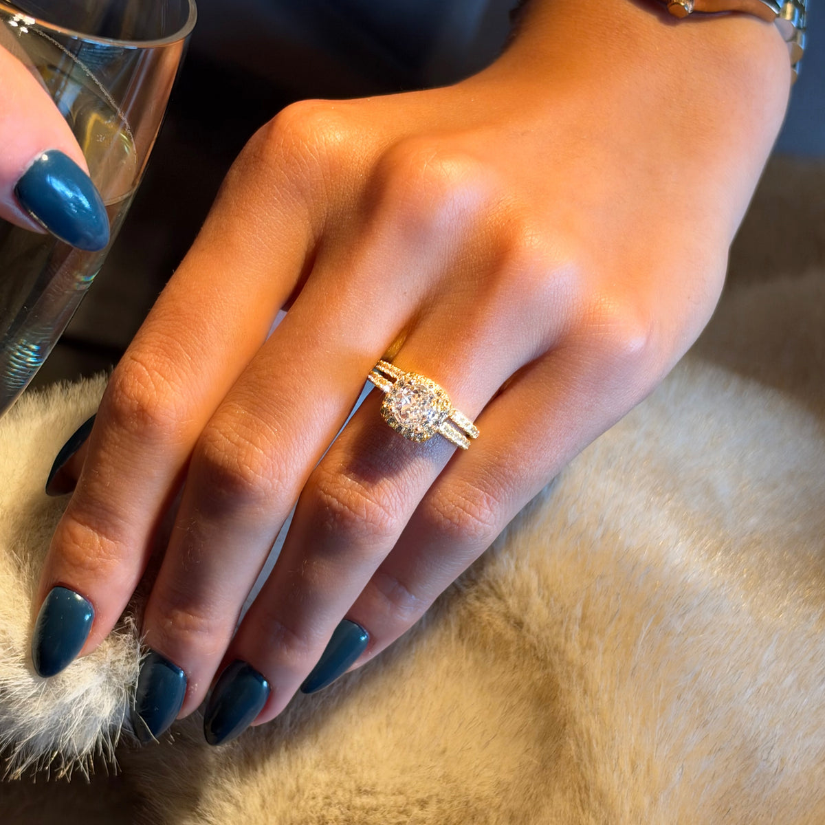 Gold Half Paved Selene Band Ring - Luxe Emporium x