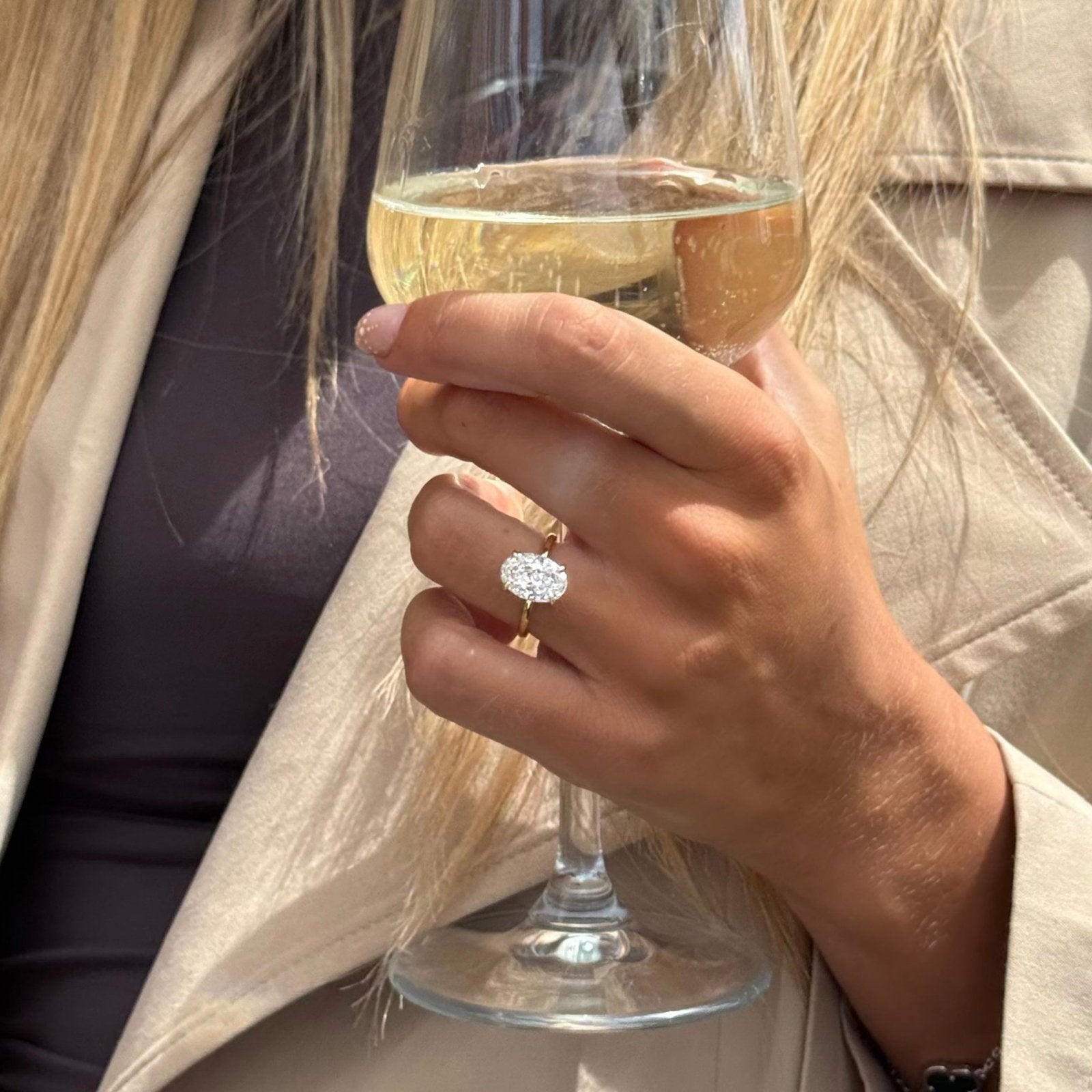 Gold Plain Band Solitaire Ring - Luxe Emporium x