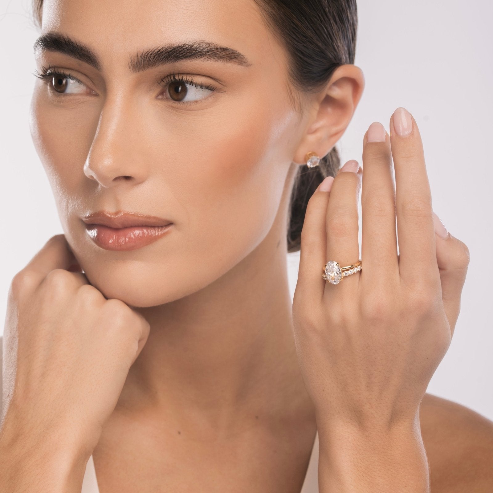 Gold Plain Band Solitaire x Aurelia Wedding Set - Luxe Emporium x