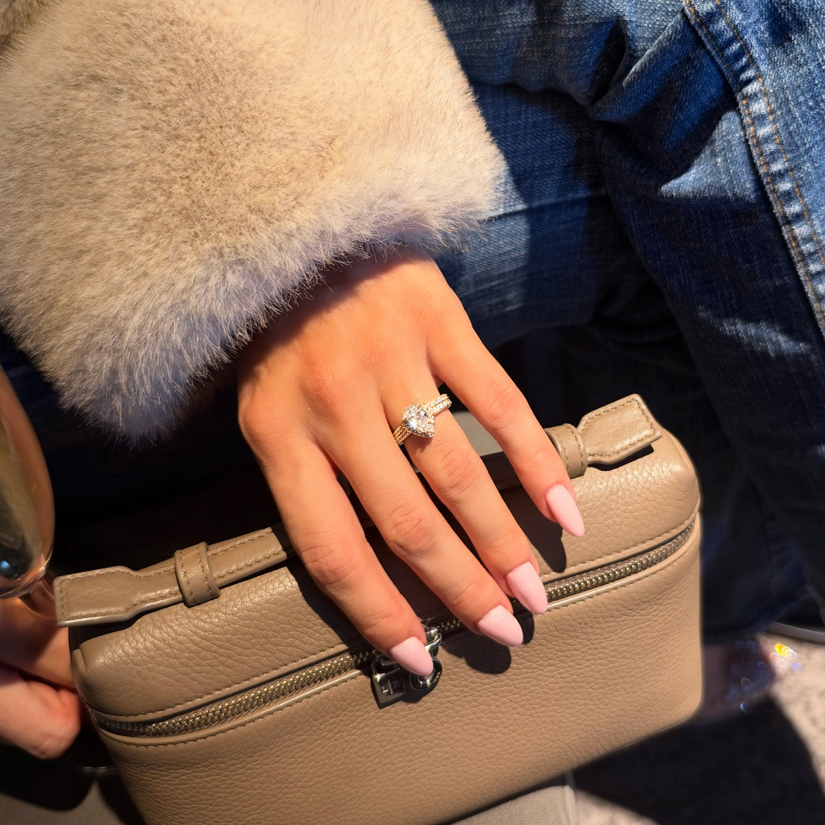 Gold Half Paved Selene Band Ring