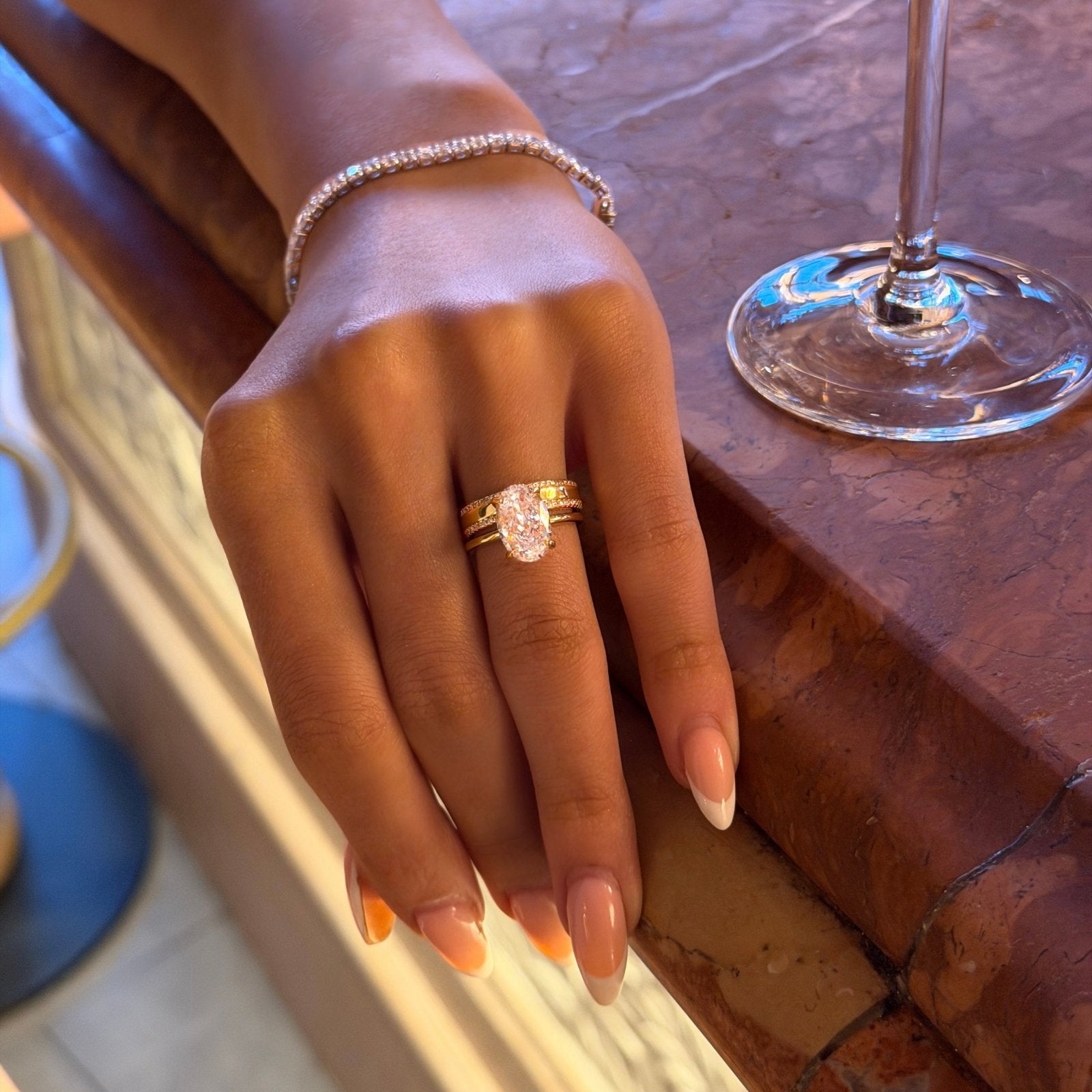 Gold Plain Band Solitaire Ring - Luxe Emporium x