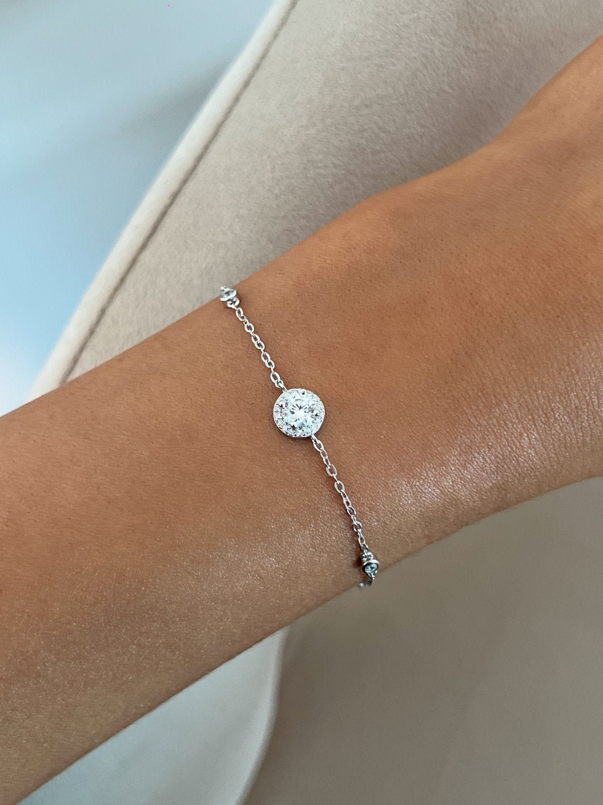 Sterling Silver Fine Halo Bracelet - Luxe Emporium x