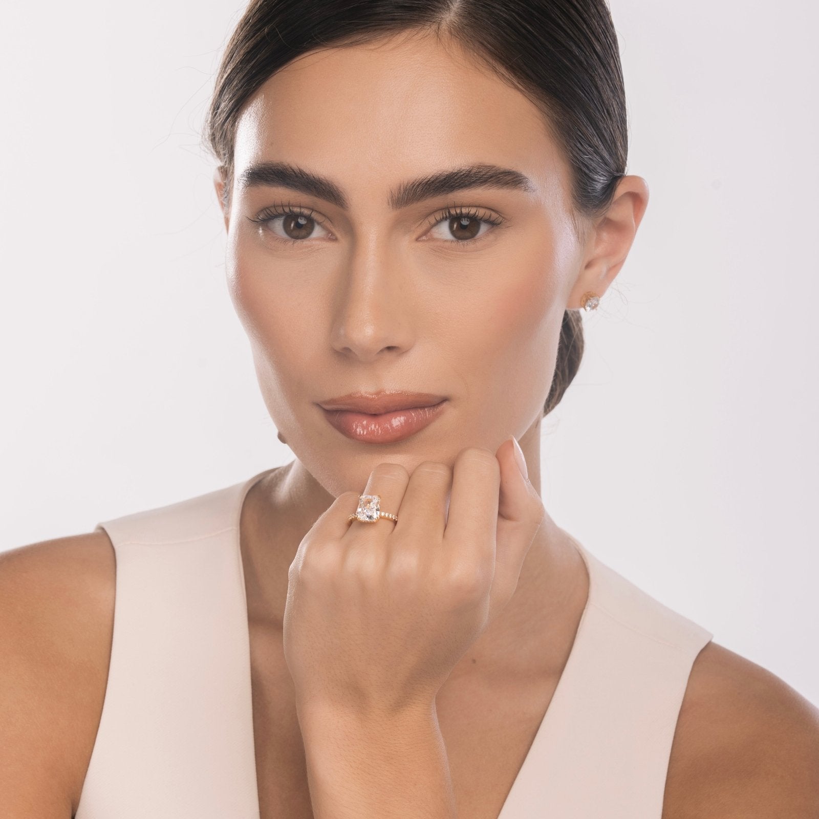 Gold Radiant Cut Jasmine Ring - Luxe Emporium x